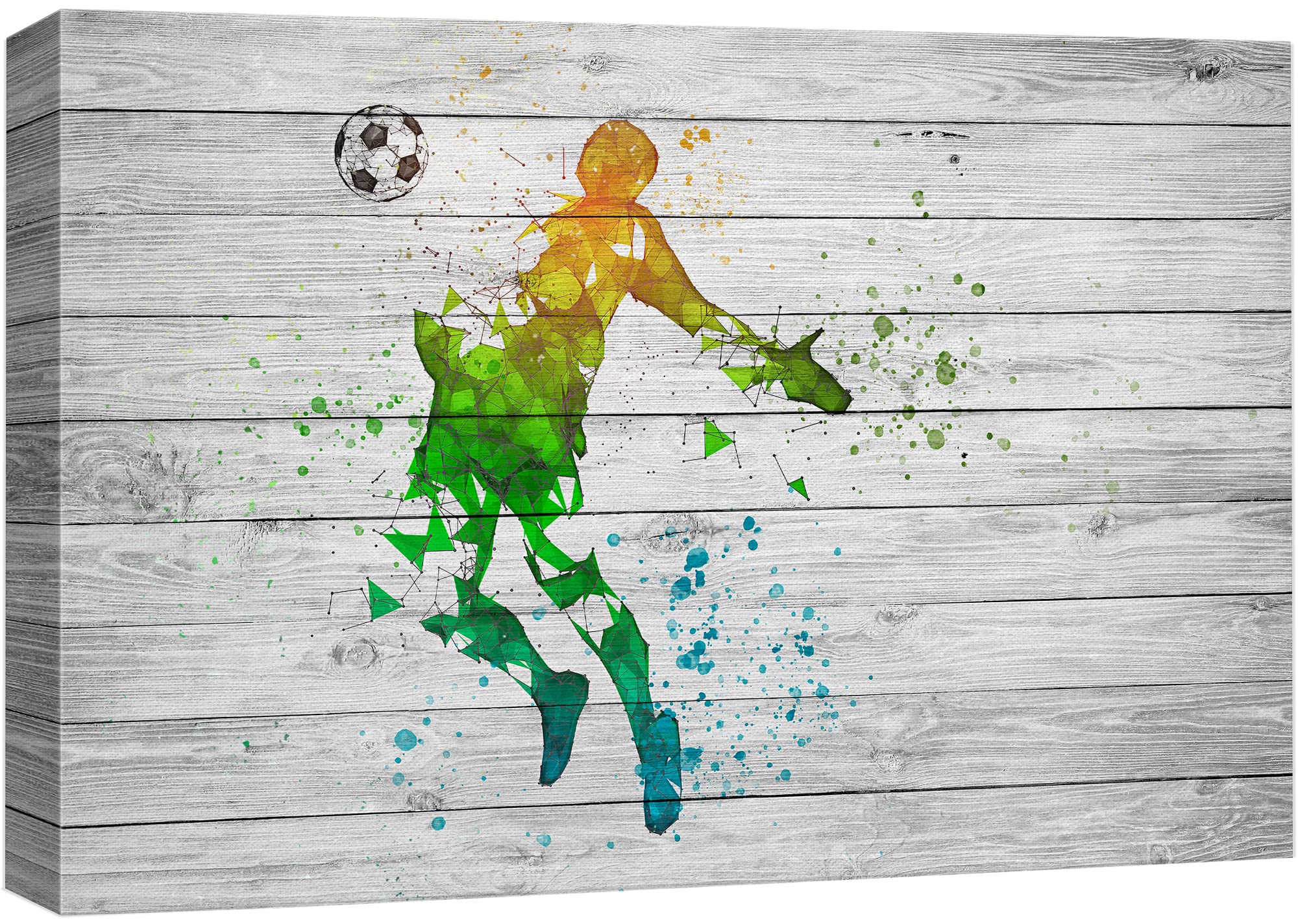 Wall26 Canvas Print Wall Art Colorful Spray Paint Graffiti Soccer Player Sports & Fitness Athletes Digital Art Realism Boy'S Bed