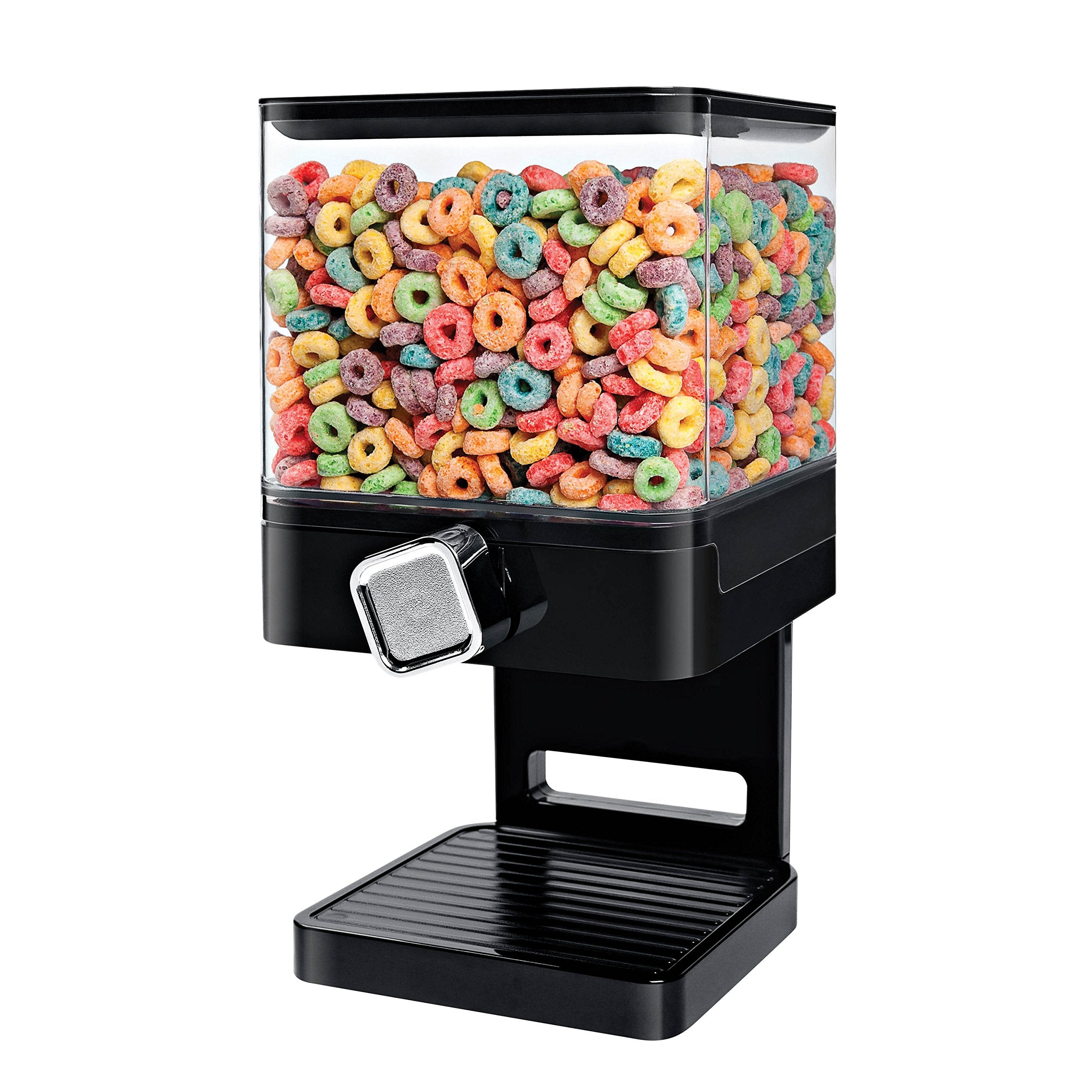 Honey-Can-Do Compact Dry Food Dispenser, Single Control, Black/Chrome, Model KCH-06127