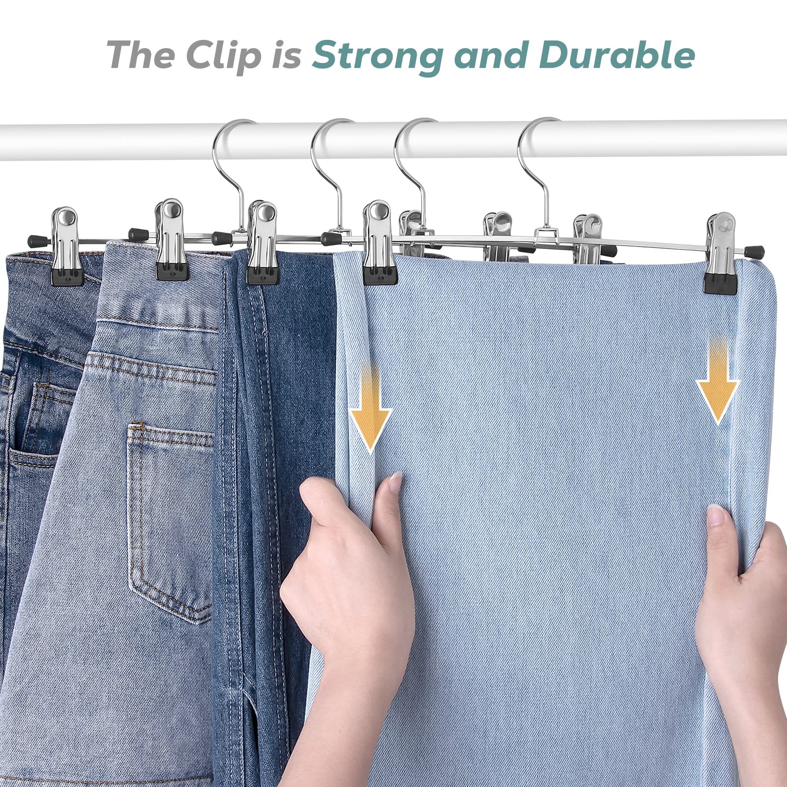 IEOKE Pant Hangers  12 Pack Skirt Hangers with Clips Metal Trouser Clip Hangers for Heavy Duty Ultra Thin Space Saving (Black  12pack)