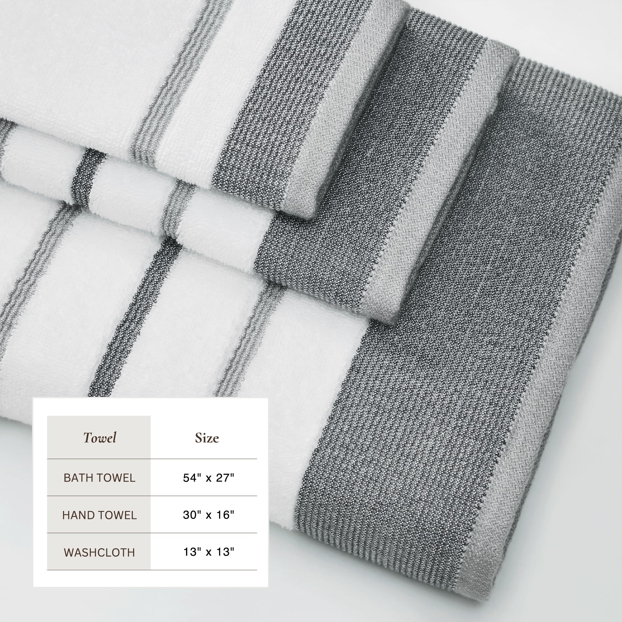 Great Bay Home, Towel, Cotton Towel, 500 Gsm Includes Bath Towels, Hand Towels And Washcloths, Noelle Collection, Dark Greylight