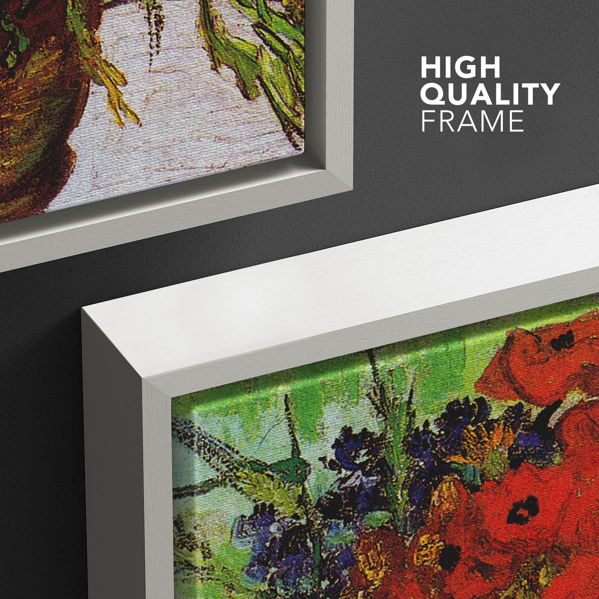 Wall26 Framed Canvas Print Wall Art Red Poppies & Daisies By Master Artist Vincent Van Gogh Nature Wilderness Illustrations Fine