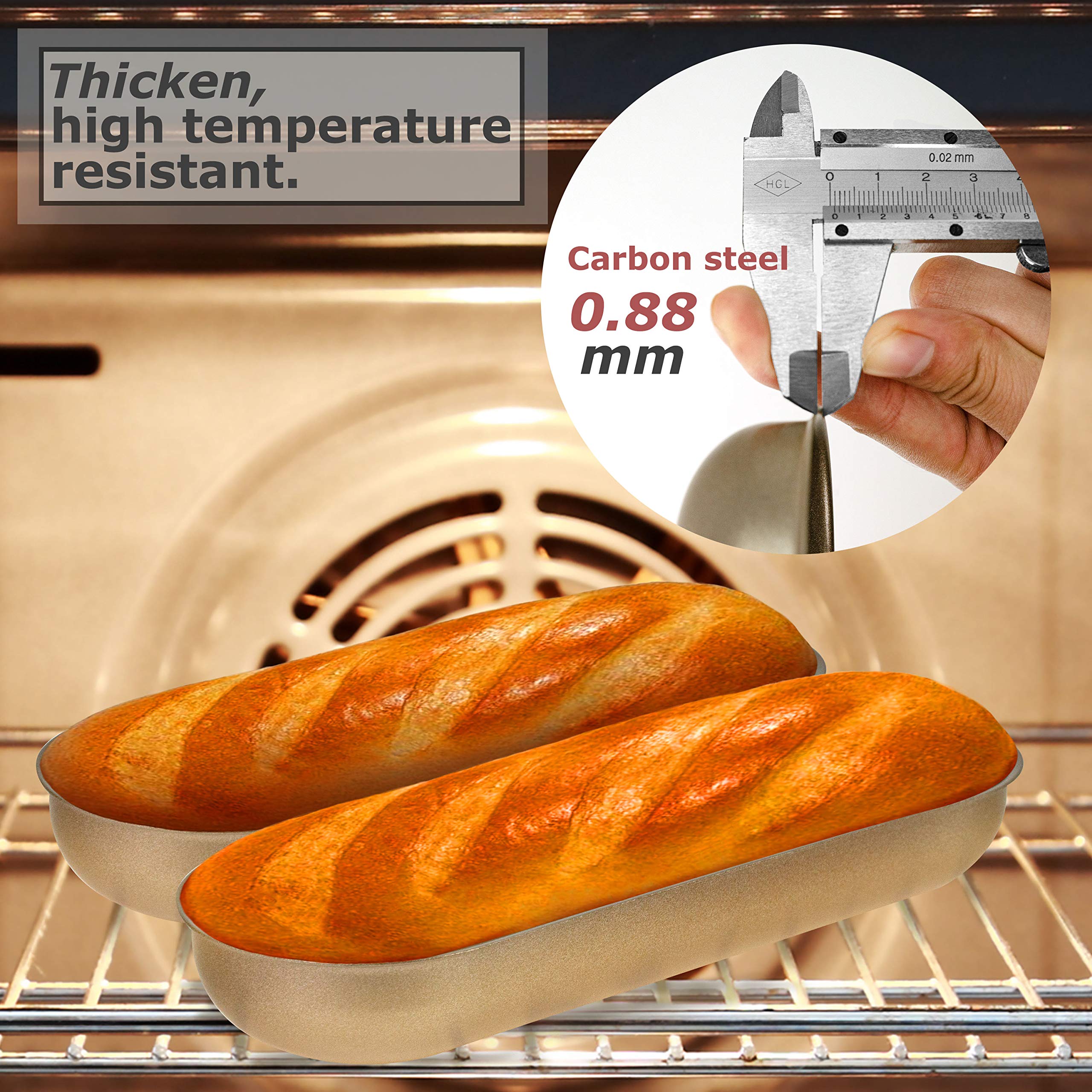 Set Of 4 Hot Dog Mold, 7.3 Inch Long Bread Non-Stick Toast Mold For Oven Baking, Steel Hotdog-Shaped Cake Pan Baking Mold For Ho