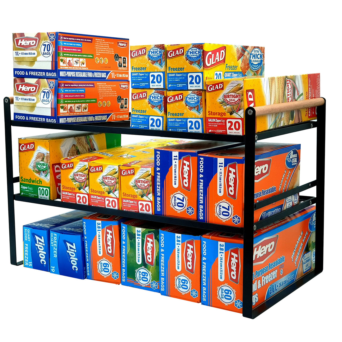 DOTORYDESIGN 2 Tier Large and Wide Countertop Shelves - Pantry Organizers and Storage - Kitchen Shelves Organizers for Counter,C