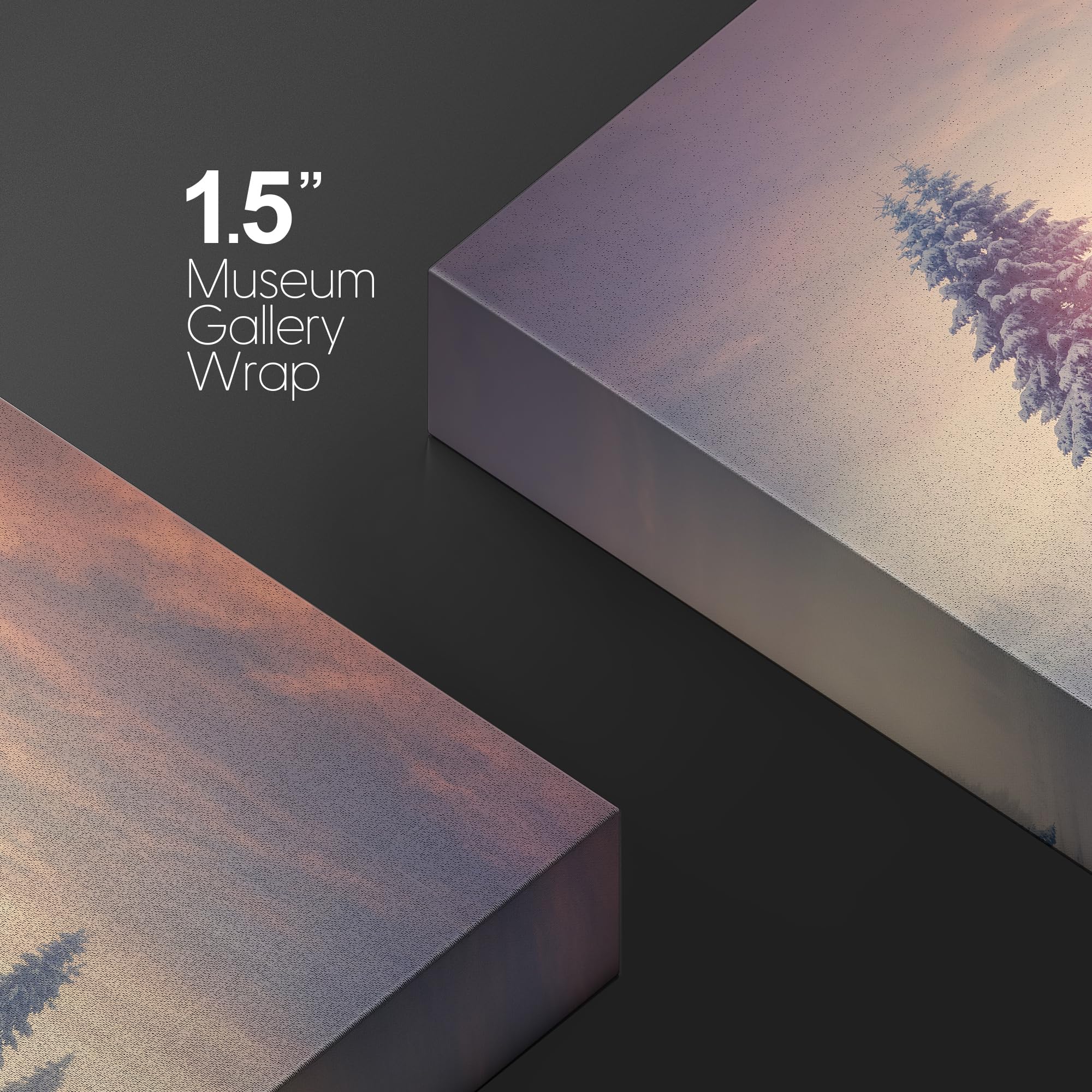 Canvas Prints Wall Art - Foggy Winter Sunrise In The Mountains Vintage/Retro Style Nature Beauty - 24'' X 36''