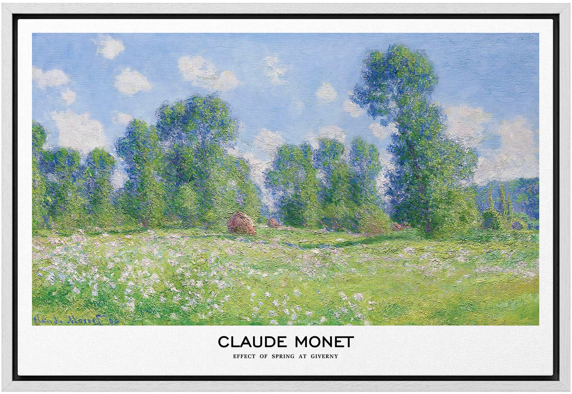 Wall26 Framed Canvas Print Wall Art Effect Of Spring At Giverny By Claude Monet Historic Classical Illustrations Fine Art Decora