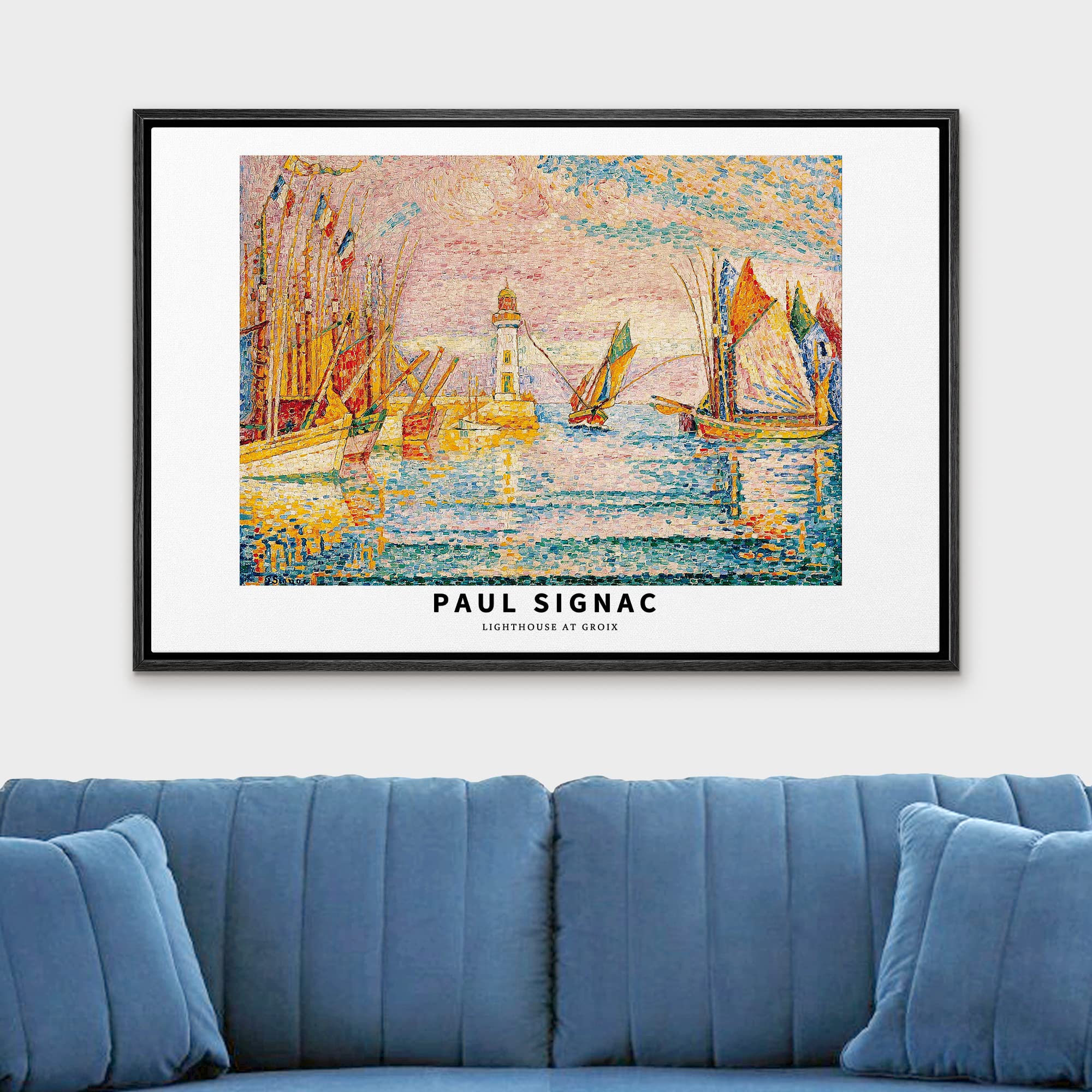 Wall26 Framed Canvas Print Wall Art Lighthouse At Groix By Paul Signac Historic Classical Illustrations Fine Art Decorative Vint