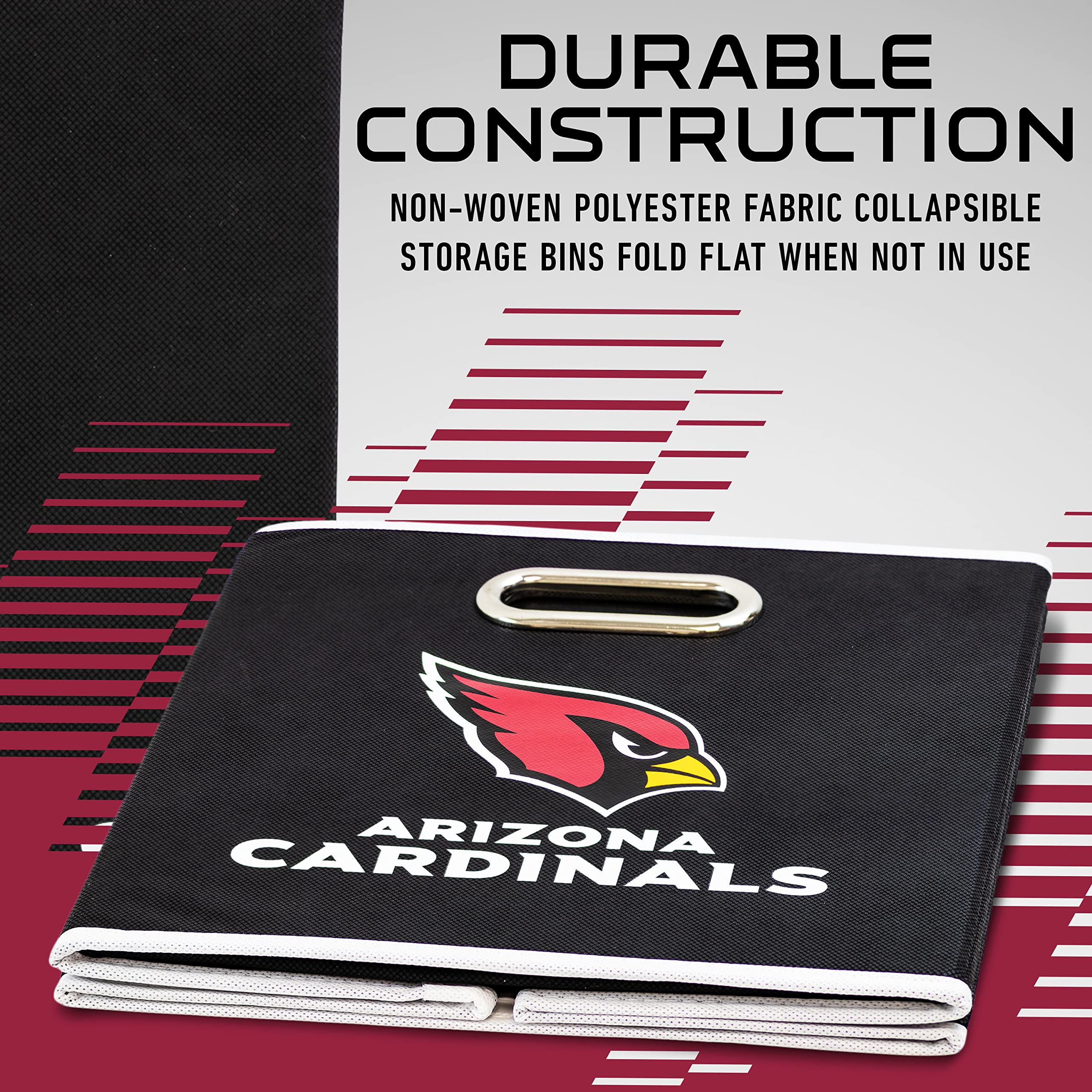 Franklin Sports Nfl Arizona Cardinals Collapsible Storage Bin Nfl Folding Cube Storage Container Fits Bin Organizers Fabric Nfl