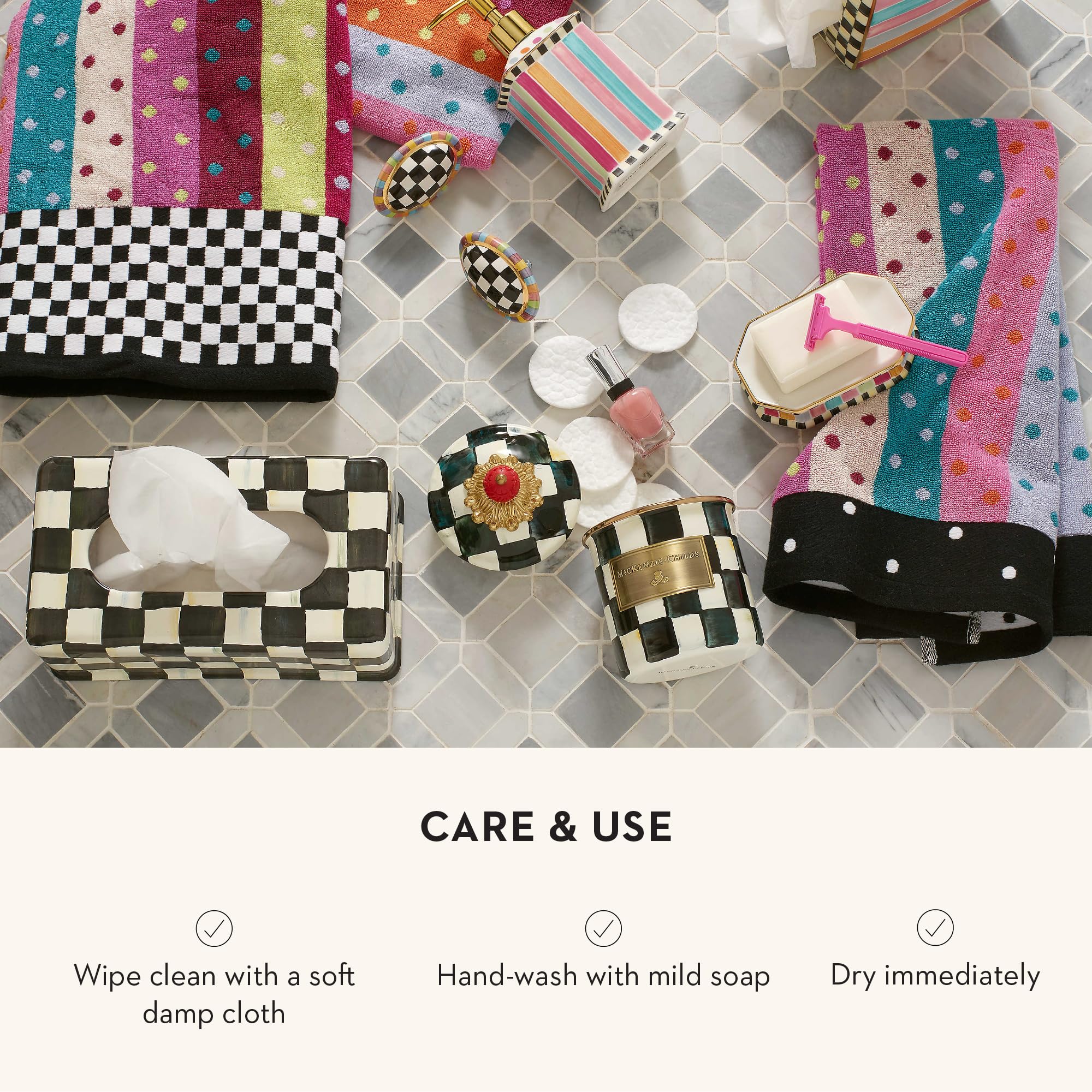 Mackenzie-Childs Tissue-Box Cover, Tissue Holder For Home Decor, Black-And-White Courtly Check, Rectangle