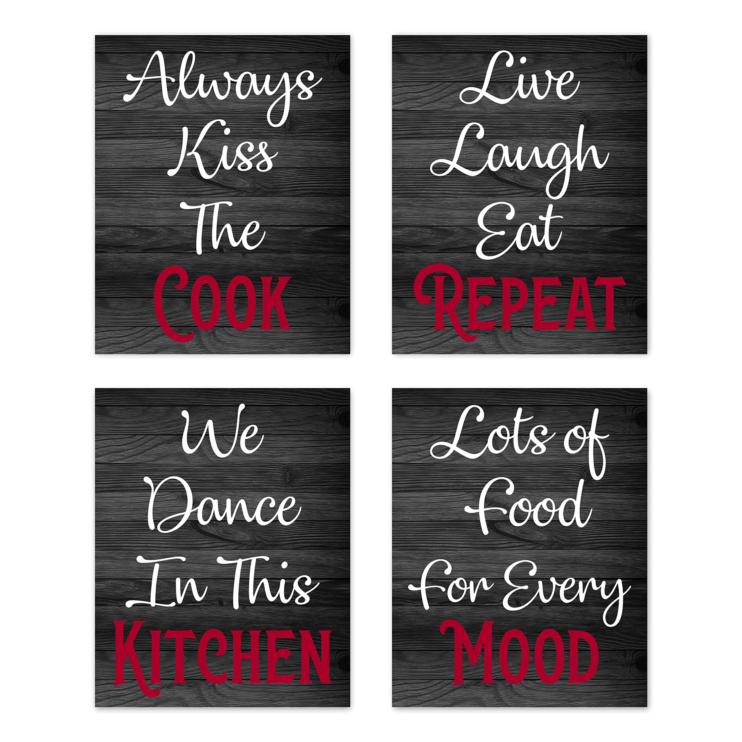 Retro Vintage Inspirational Rules Wall Art For Dining Room Kitchen Cafe And Restaurant Decor Red Black And White Prints Posters