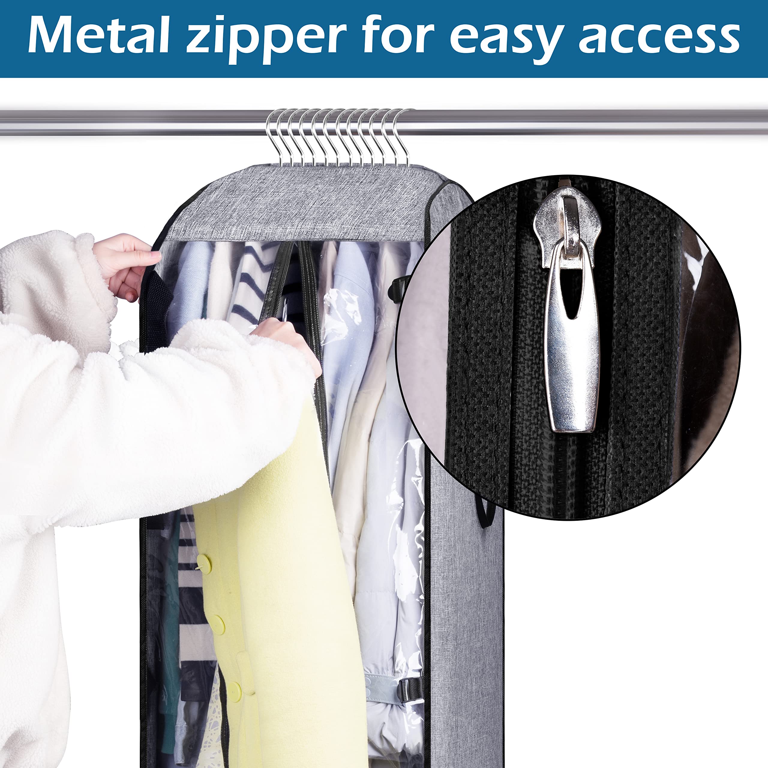 MISSLO 40'' Garment Bags for Travel Moving Bags Heavy Duty Hanging Bags for Clothes Durable Oxford Fabric Travel Suit Bags for Closet Storage Suit Covers for Men Women