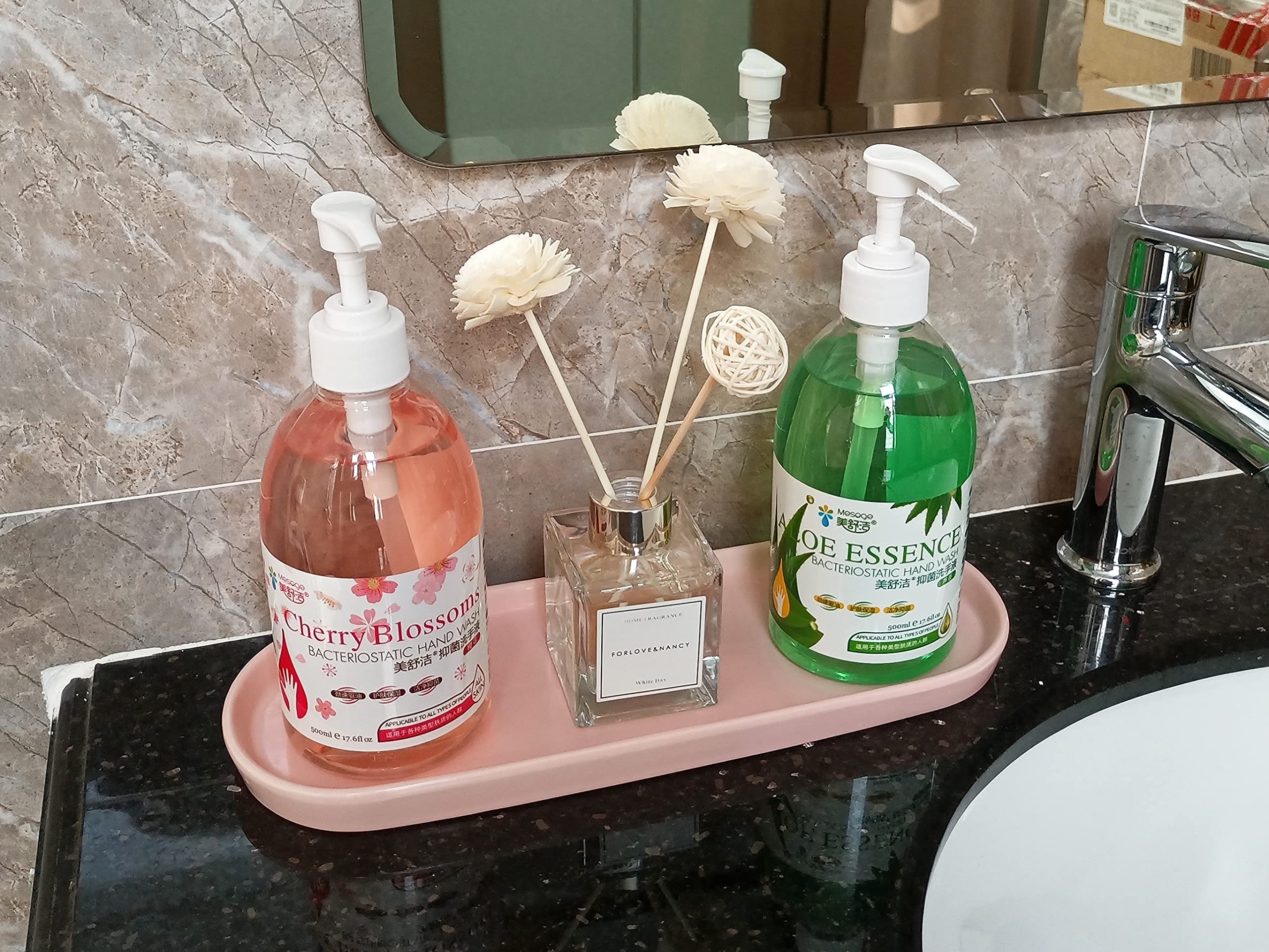 Ceramic Sink Tray, Bathroom Counter Tray, Bathtub Tray, Cosmetics Dish, Candle Tray, Perfume Shampoo Liquid Soap Tray Simple Sty