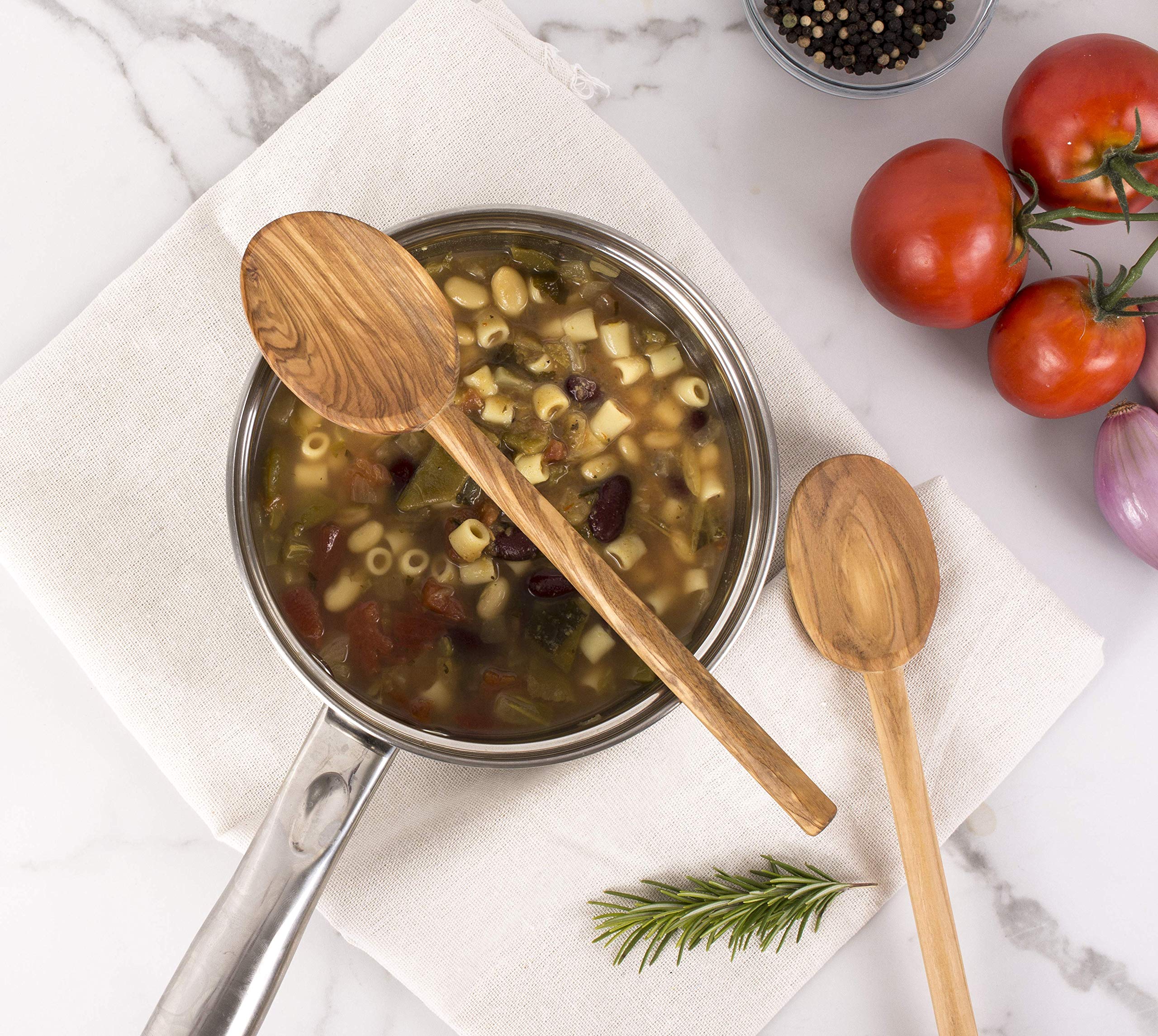 Eddingtons Italian Olive Wood Cooking Spoon, Handcrafted In Europe, 10-Inch