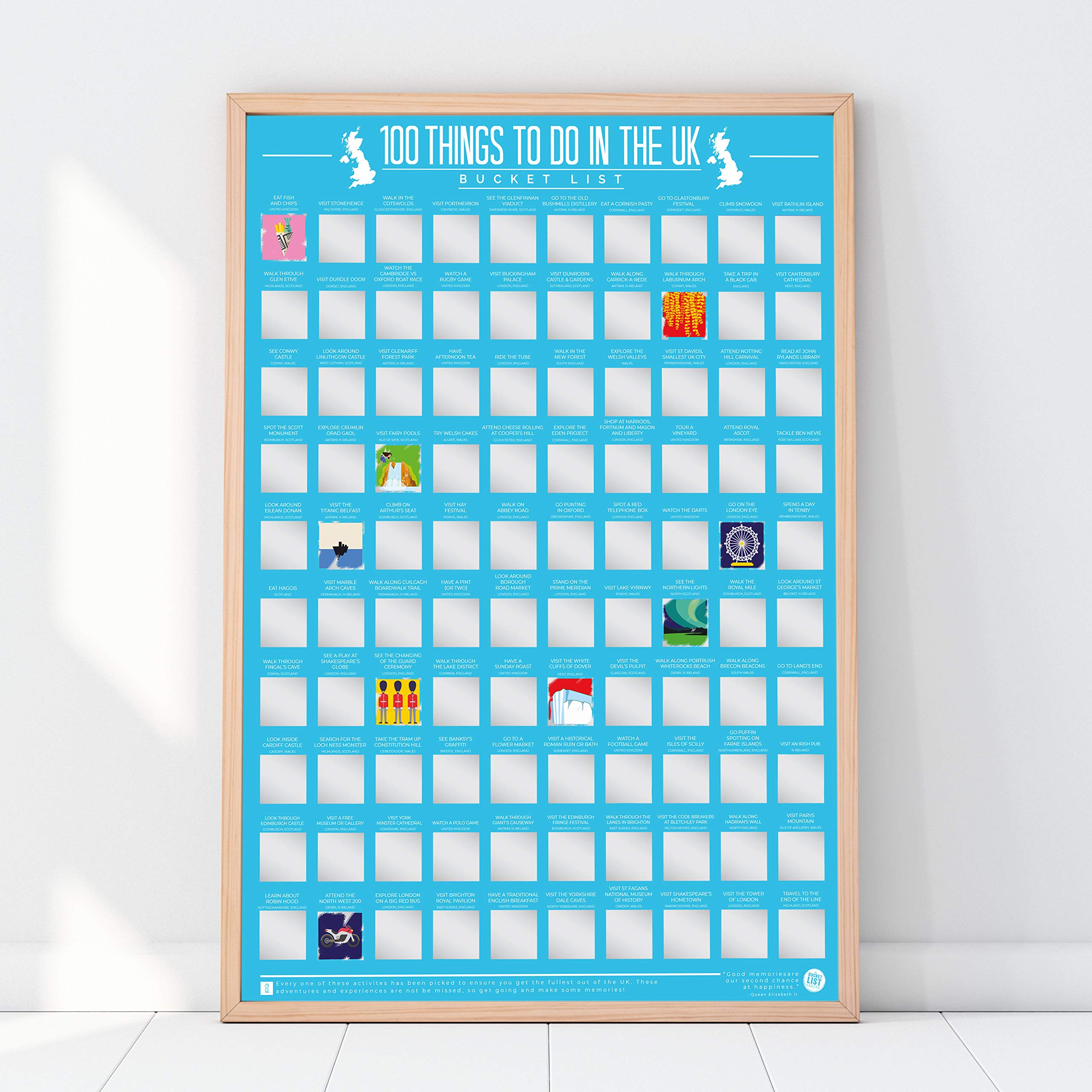 Gift Republic 100 Things To Do In The Uk Bucket List Scratch Off Poster