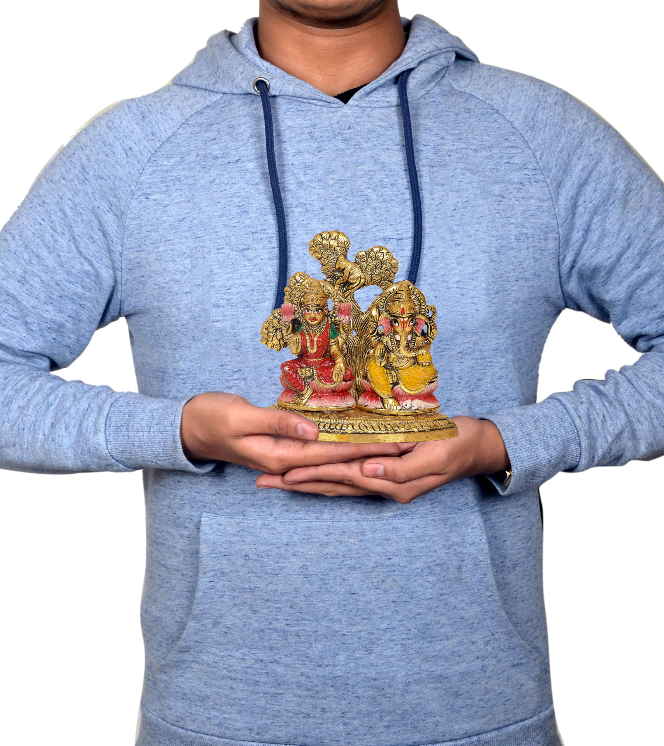 Dattatreya Metal Laxmi Ganesh Statue Goddess Lakshmi And Lord Ganesha Idol For Home Decor And Pooja - Hindu Deities Figurine (He