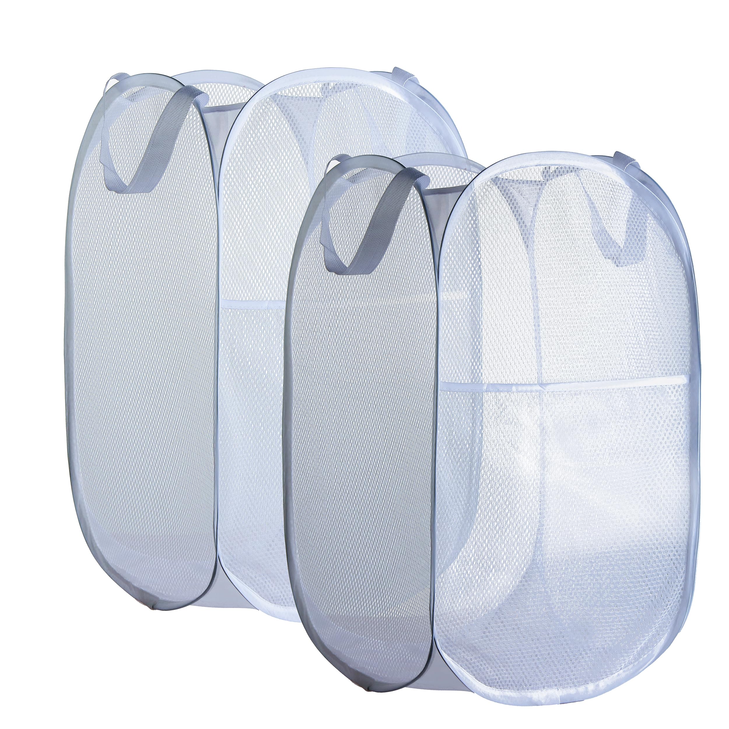Collapsible Mesh Laundry Basket,Pop Up Laundry Hamper-Easy Storage, Ideal For Home And Travel Use (2 Light Gray)