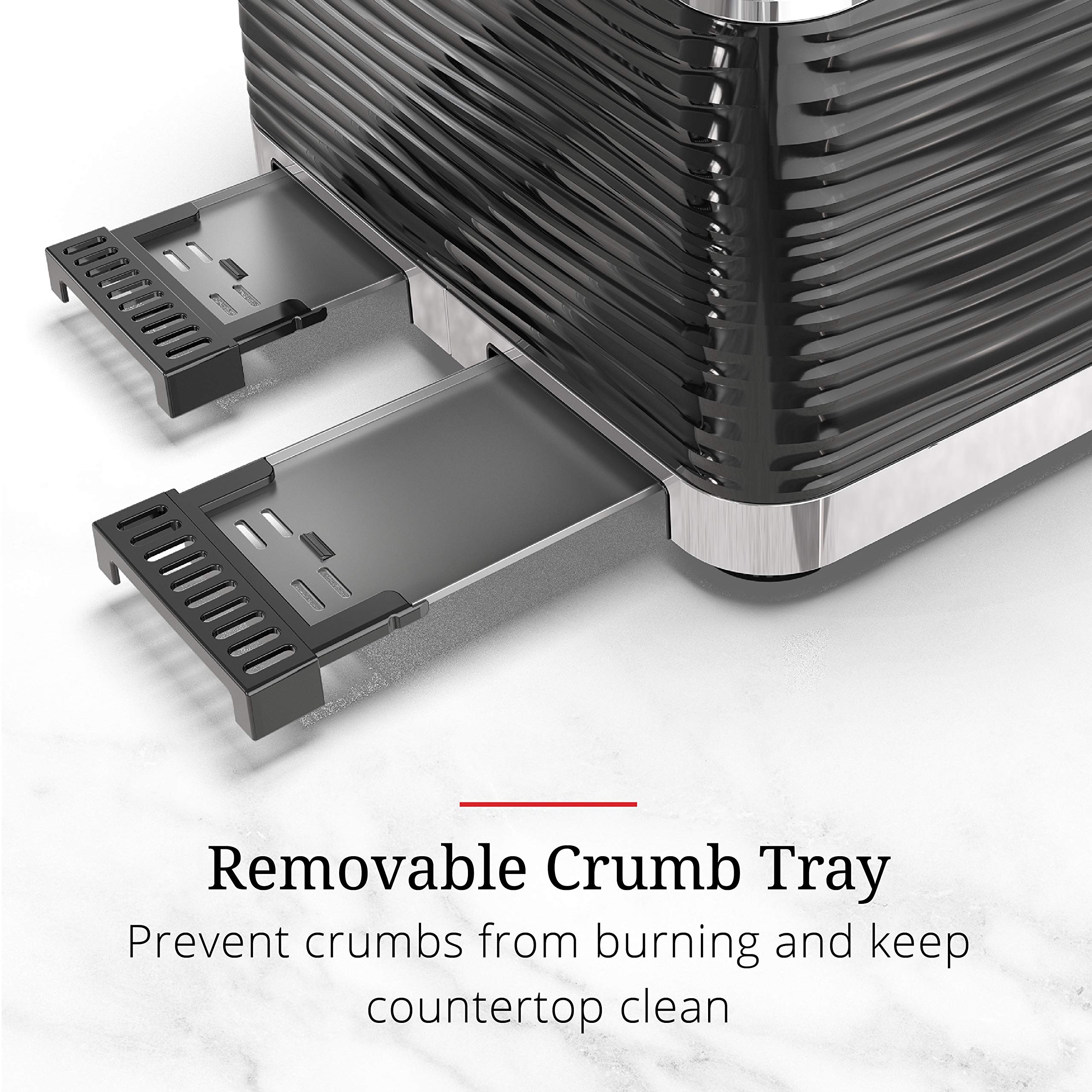 Russell Hobbs Tr9450Br Coventry 4-Slice Toaster, Black, Included Warming Rack