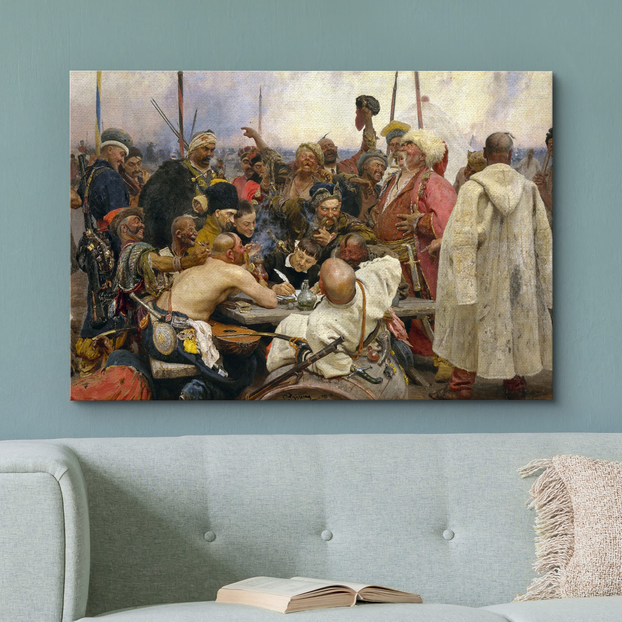 Wall26 - Reply Of The Zaporozhian Cossacks To Sultan Mehmed Iv By Ilya Repin - Canvas Art - 24'' X 36''