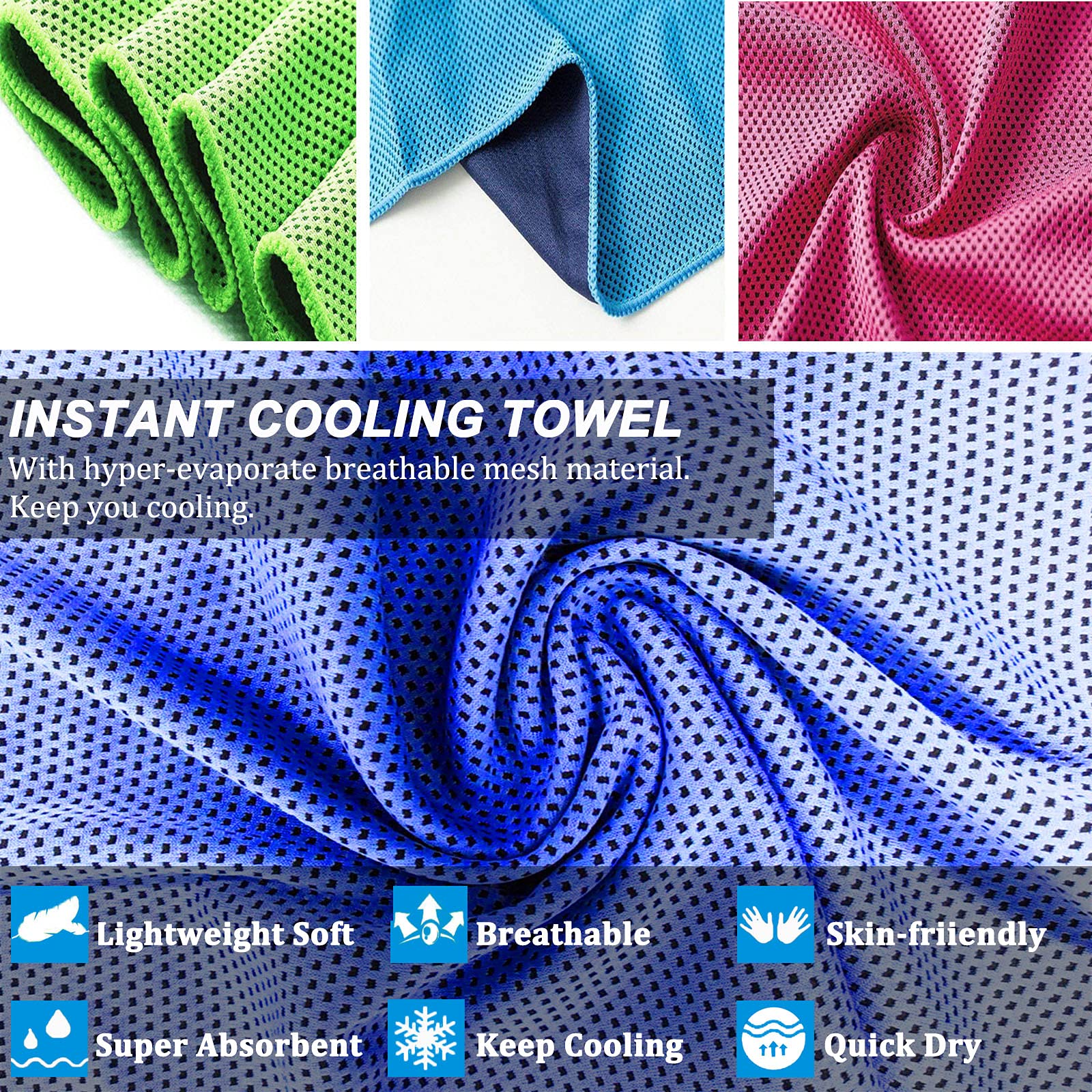 Yqxcc Cooling Towels Cool Cold Towel For Neck, Microfiber Ice Towel, Soft Breathable Chilly Towel For Yoga, Golf, Gym, Camping,
