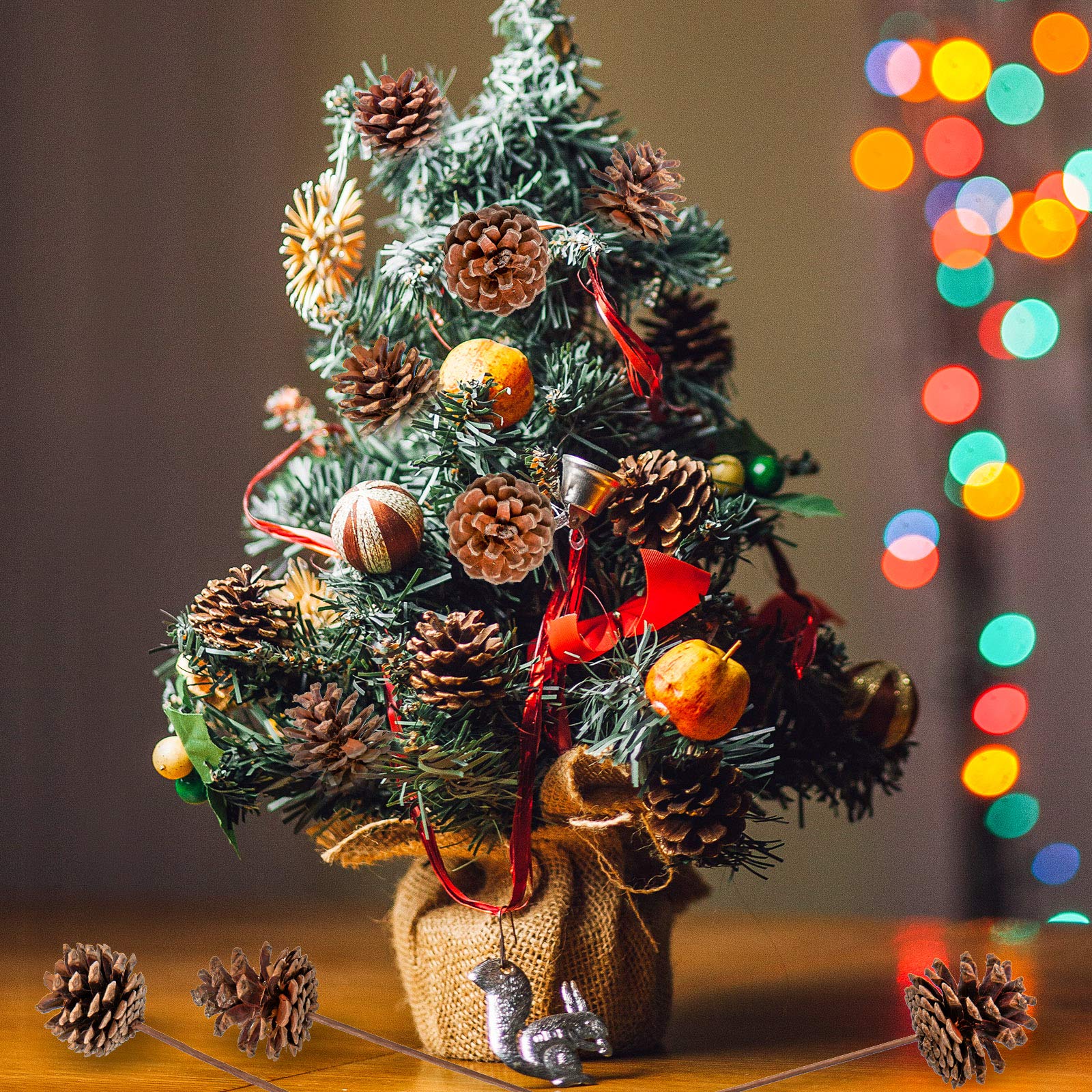 Whaline Christmas Natural Pine Cones 12 Pieces Pinecone Picks Christmas Tree Ornament Holiday Centerpiece for Xmas Tree Garland