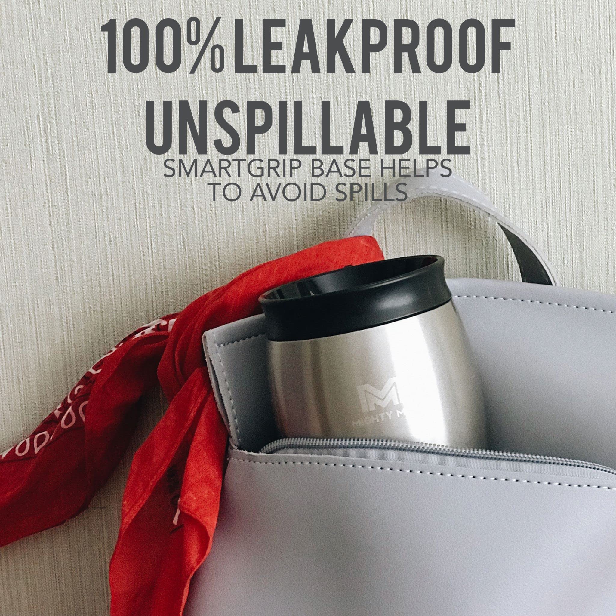 Mighty Mug | The Untippable Mug | Grips When Hit, Lifts For Sips | Insulated Stainless Steel Tumbler | Cupholder Friendly | Gift