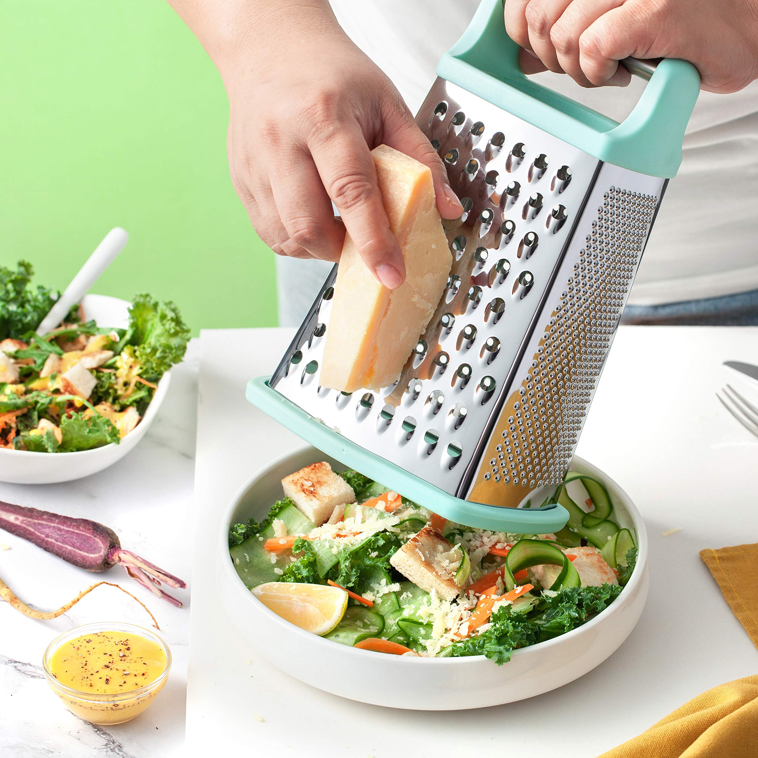 Spring Chef Professional Cheese Grater - Stainless Steel Box Grater For Kitchen, Xl Size - Perfect 4 Sided Shredder For Parmesan