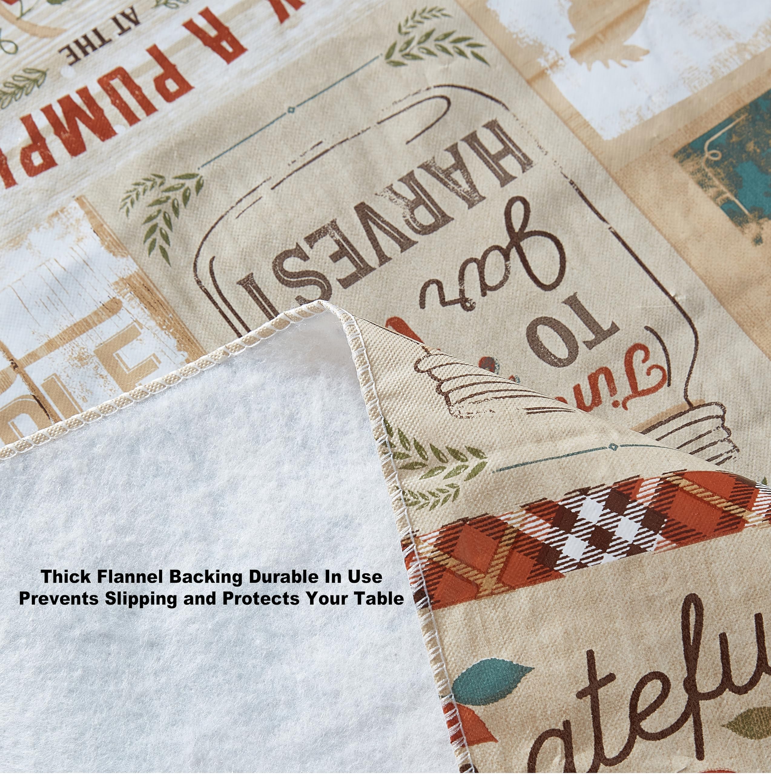 Newbridge Teal Blue Brookside Autumn Farmyard Vinyl Flannel Backed Tablecloth, Farm To Table Thanksgiving Fall Cottage Harvest W