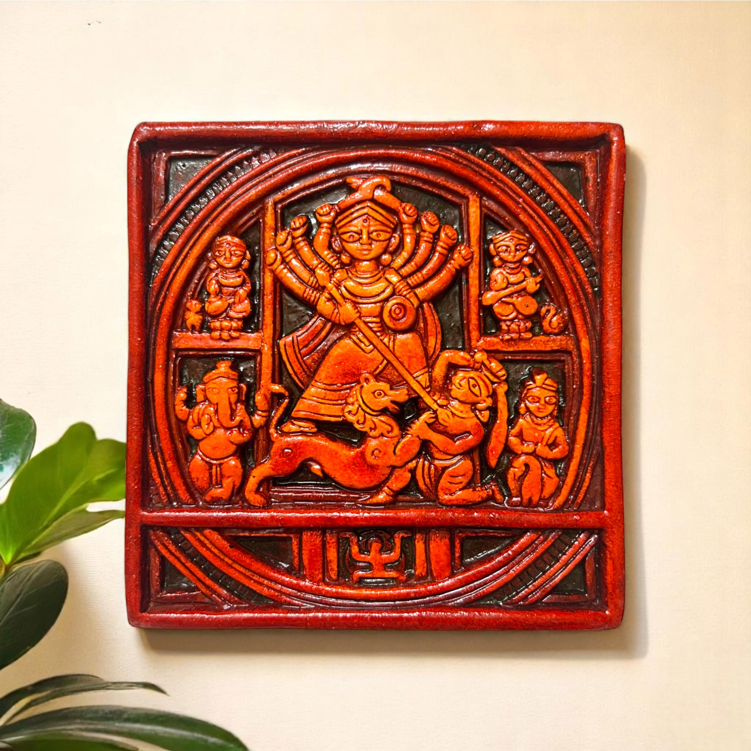 Sajawa Maa Durga Murti-Terracotta-Clay-Mitti-Idol-Sherawali-Devi Mata Murti-Figurine-Painting For Temple-Mandir-Home-Office Deco