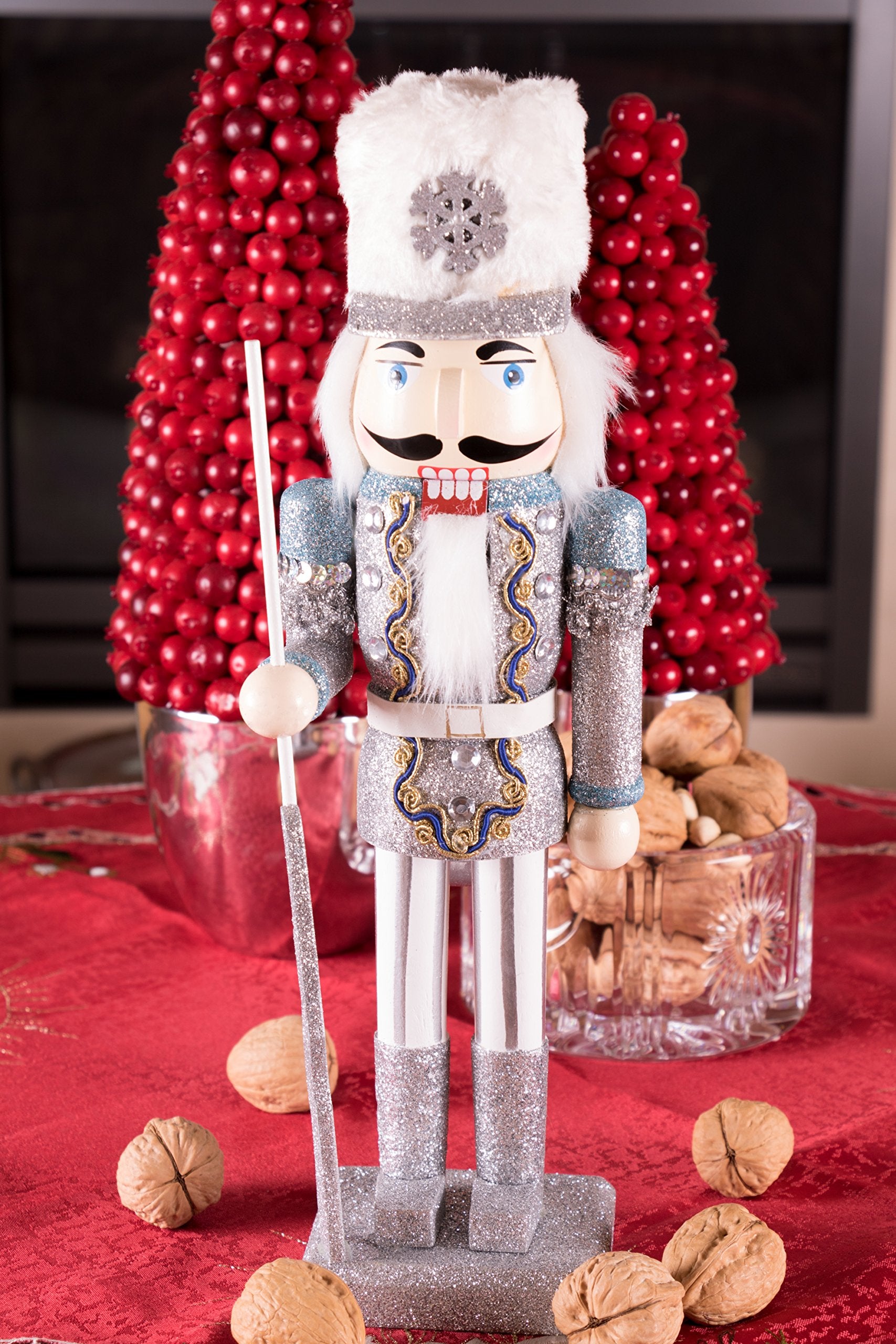 Clever Creations Snow King 14 Inch Traditional Wooden Nutcracker, Festive Christmas D  cor for Shelves and Tables