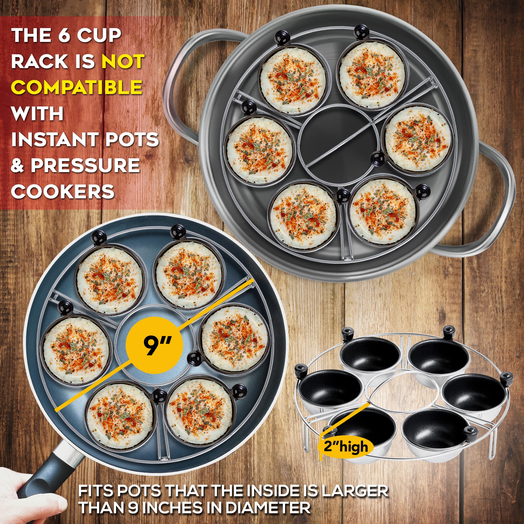 Eggssentials Egg Poacher Insert Stainless Steel Poached Egg Cooker Eggs Poaching Cup Pfoa Free Egg Poachers Nonstick, 9 Inches R