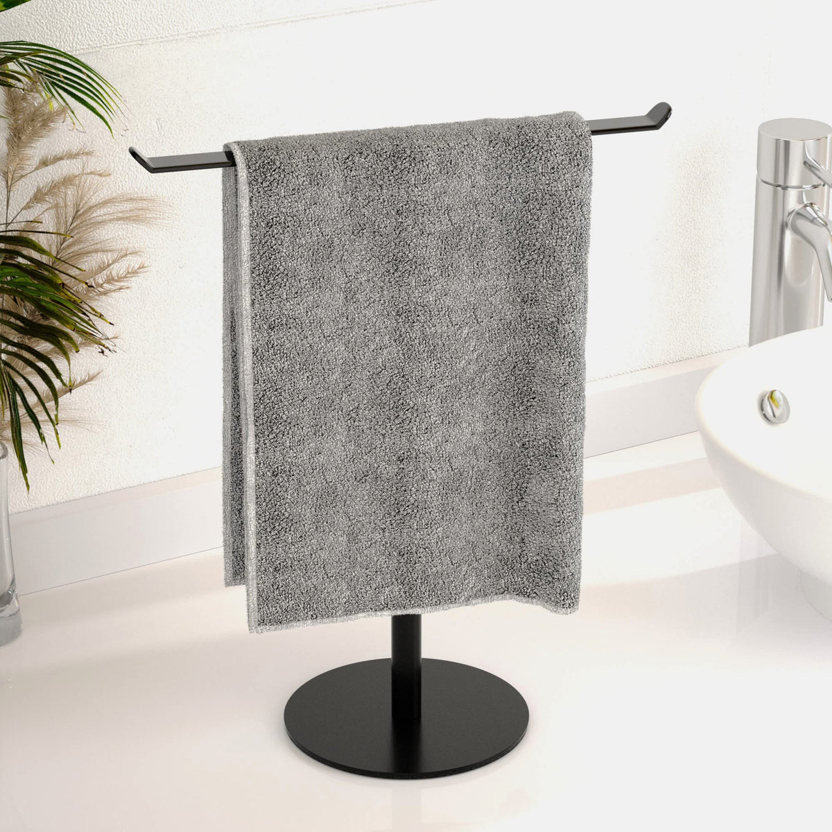 Towel Rack T-Shape Hand Holder For Bathroom,Headband And Lightweight Bathroom Racks,Kitchen Black Holder,Stainless Steel Waterpr