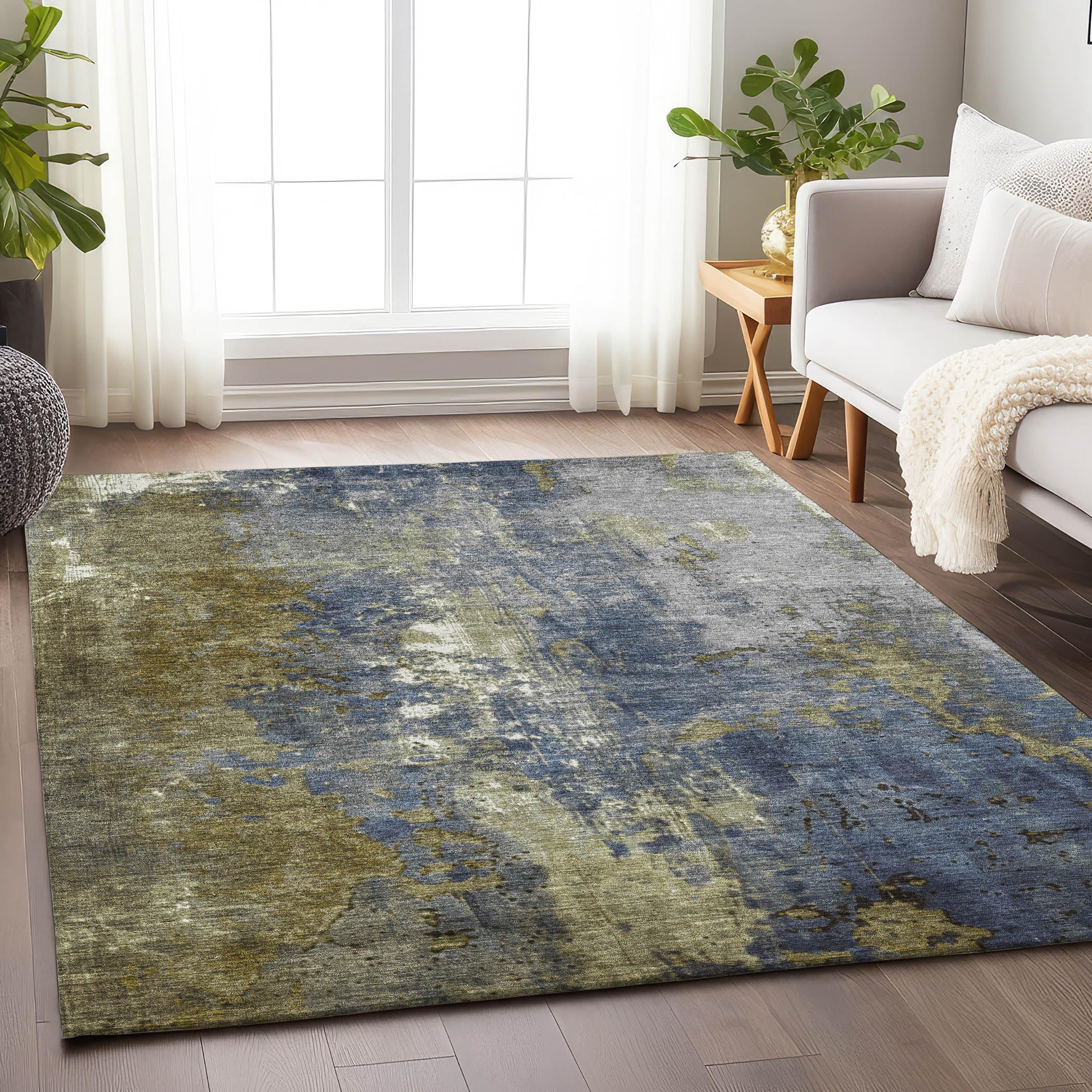 Machine Washable Indoor/Outdoor Chantille Khaki 5 x 76 Rug