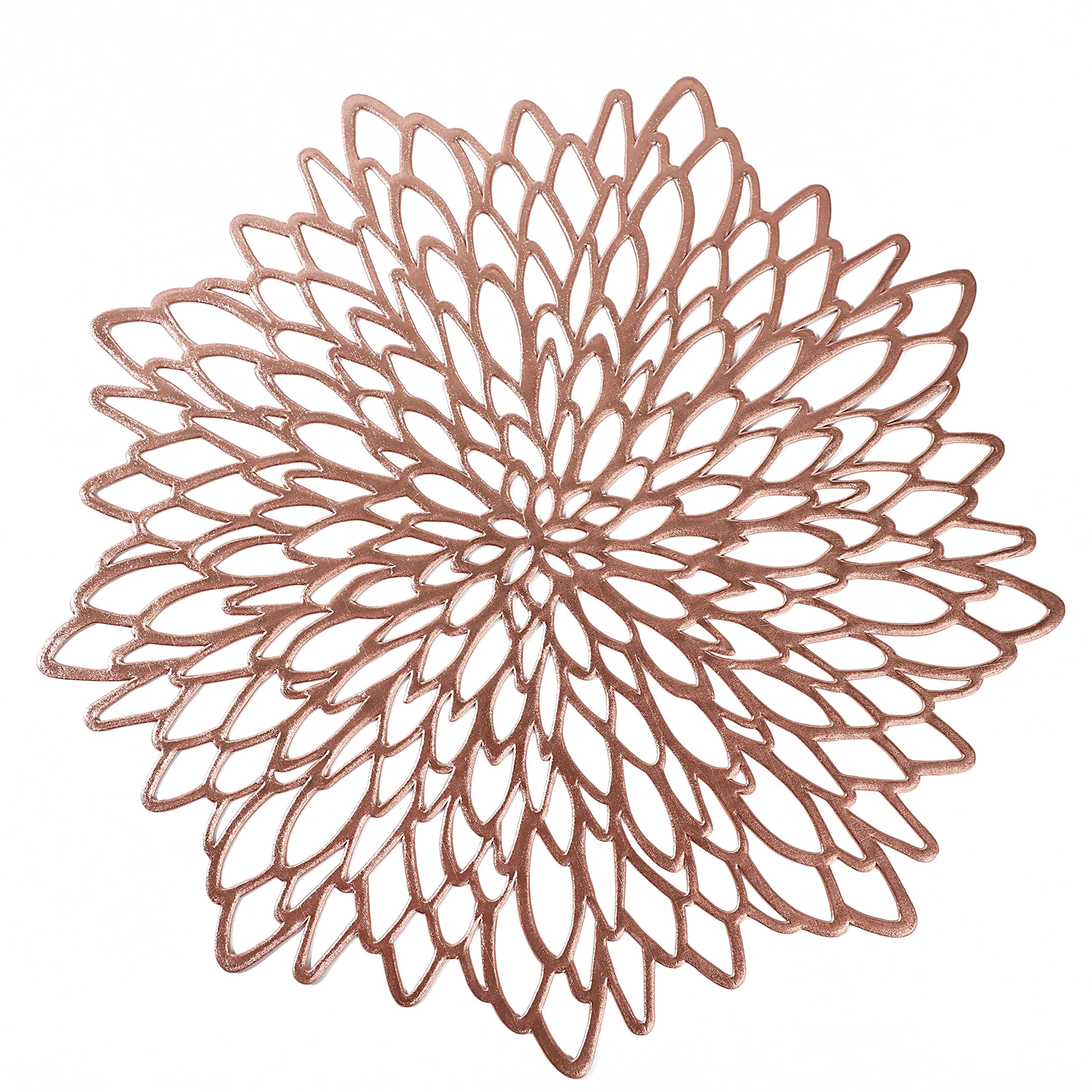 12 Pack Rose Gold Metallic Round Placemats Laminated Vinyl Leaf Dining Table Decorative By Snowkingdom