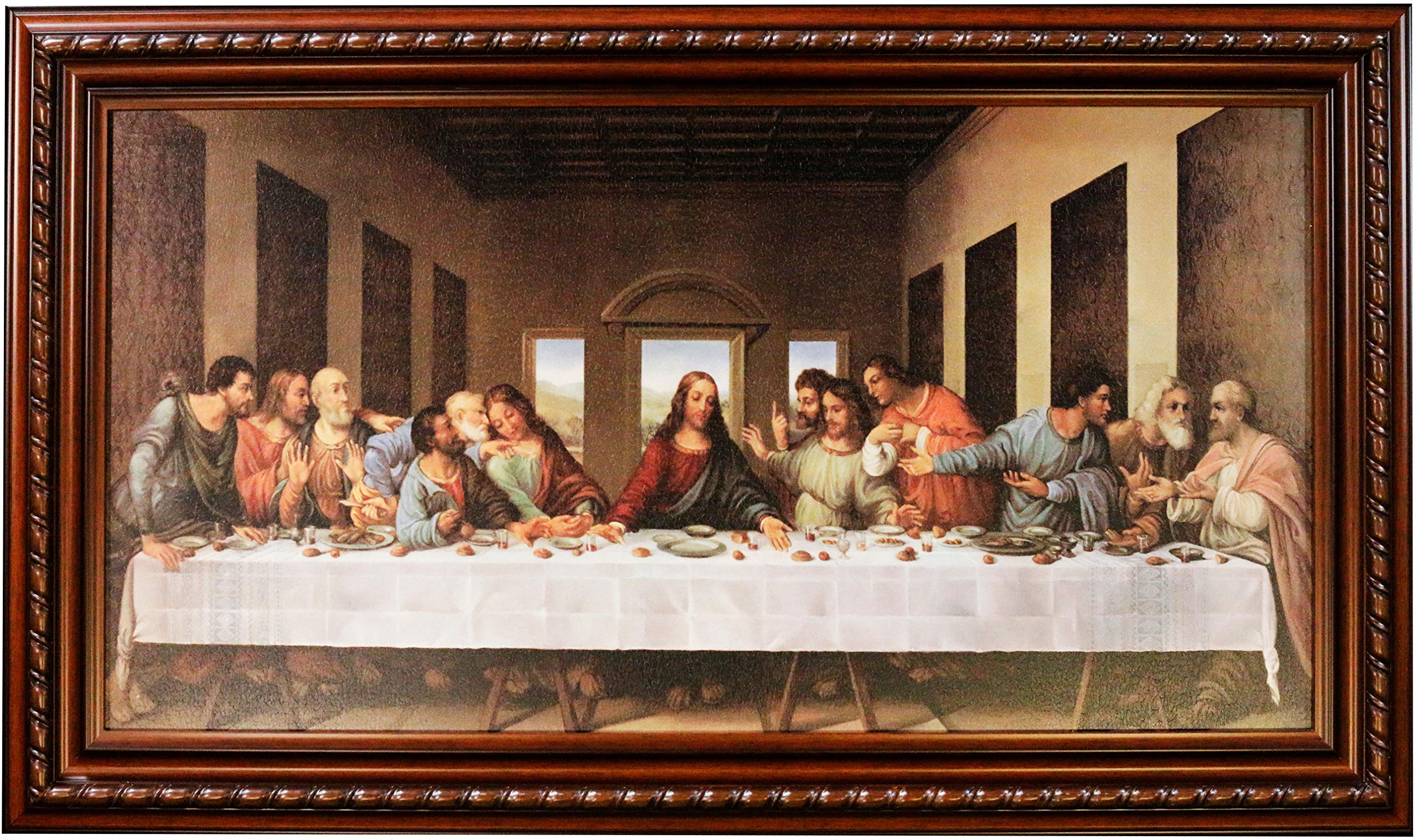 Mom'S Art Studio - Last Supper Wall Decor 45 X 26.5 Inches, Leonardo Da Vinci Reproductions, Museum Look Art Framed, Artists Acr
