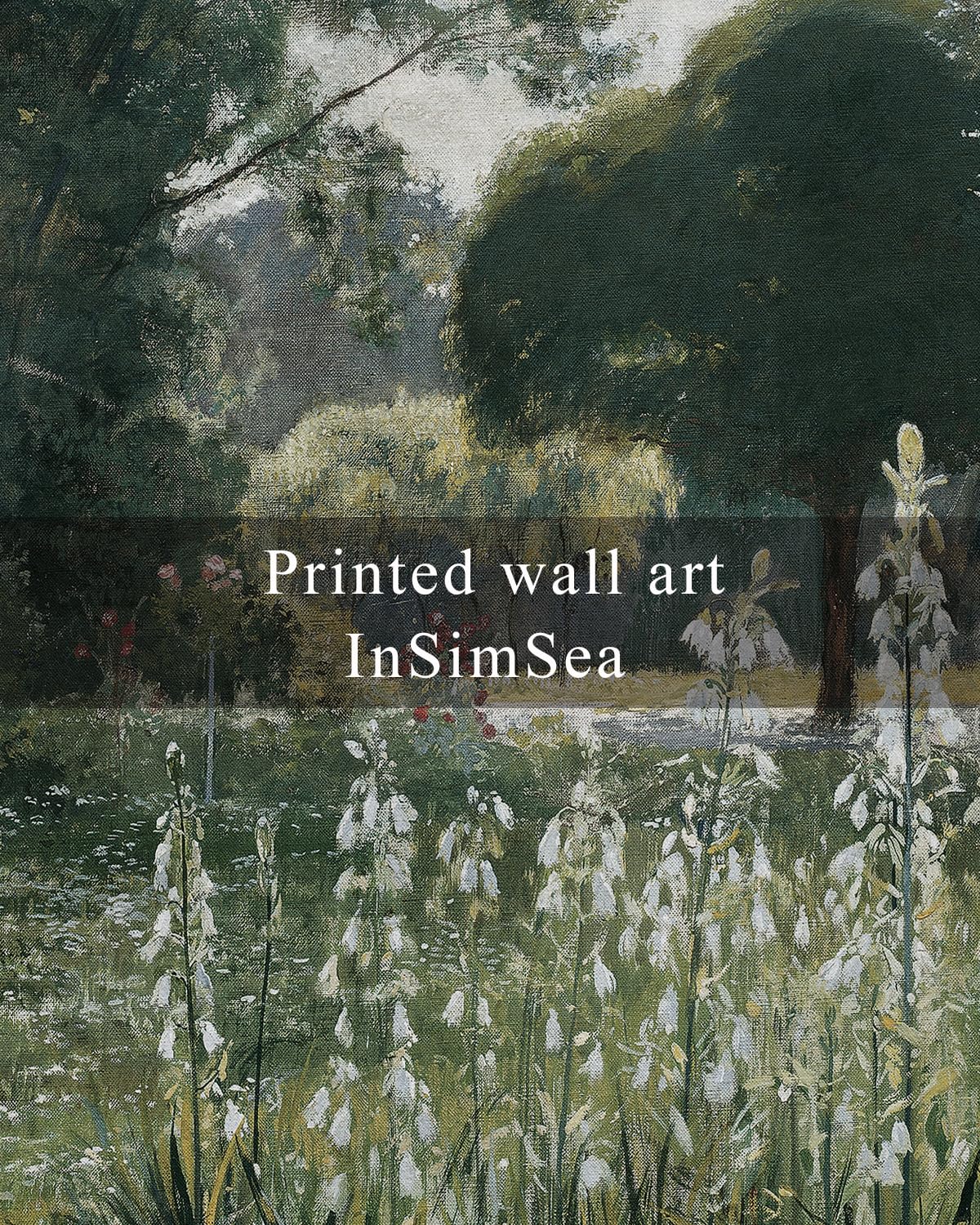 Insimsea Square Framed Canvas Wall Art, Meadow Prints Classical Landscape Floral Flowers Oil Painting, Scenery Home Wall Decor F