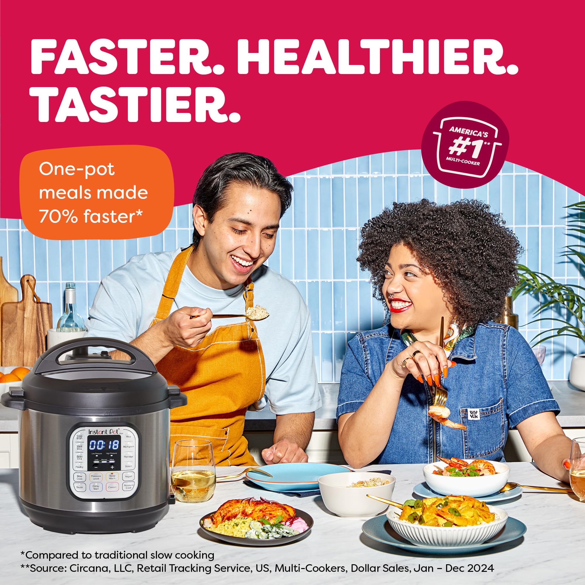 Instant Pot Duo 7-in-1 Electric Pressure Cooker, 6 Quart Stainless Steel, Model DUO 60, Includes App with 800+ Recipes