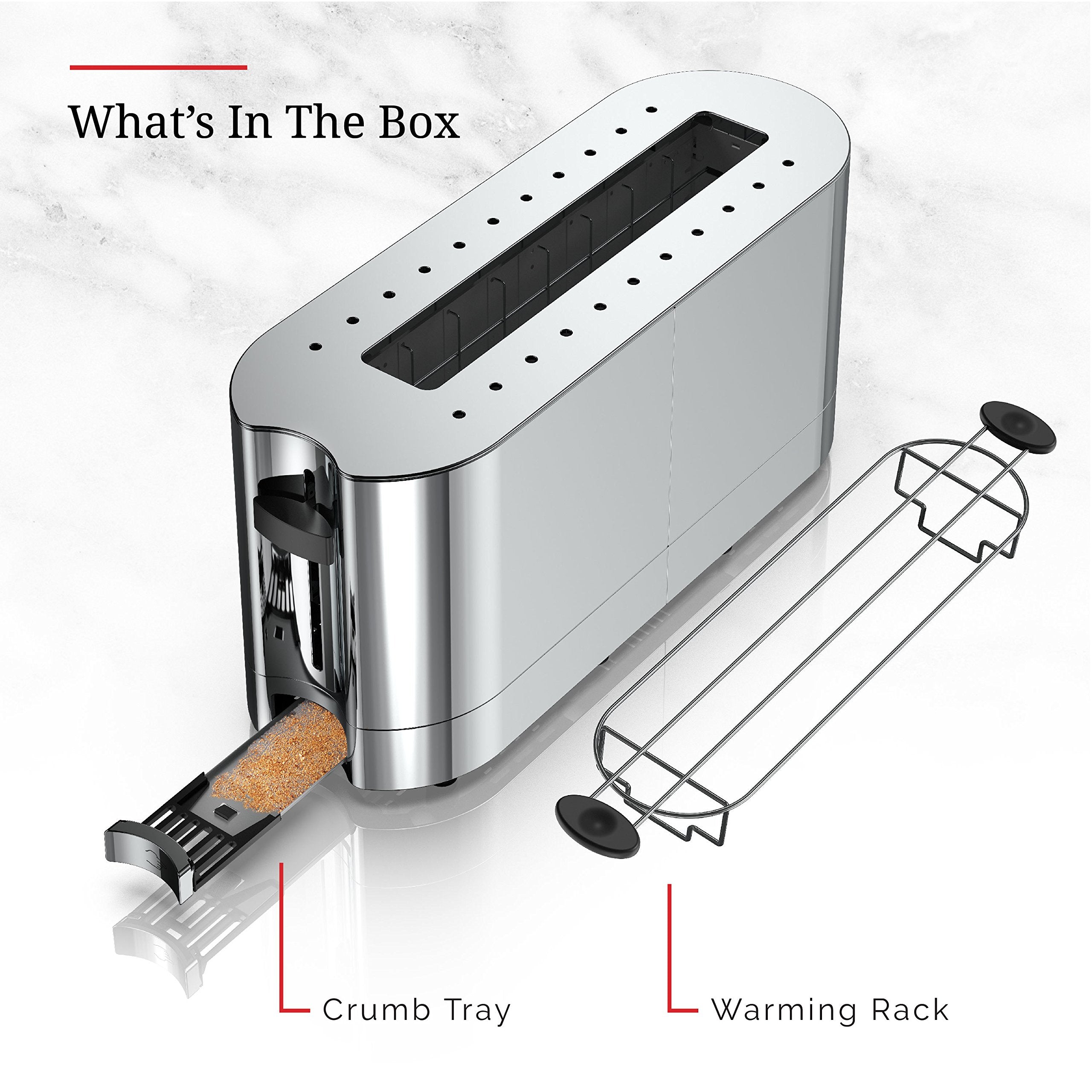 Russell Hobbs 2-Slice Glass Accent Long Toaster, Black & Stainless Steel, Trl9300Bkr