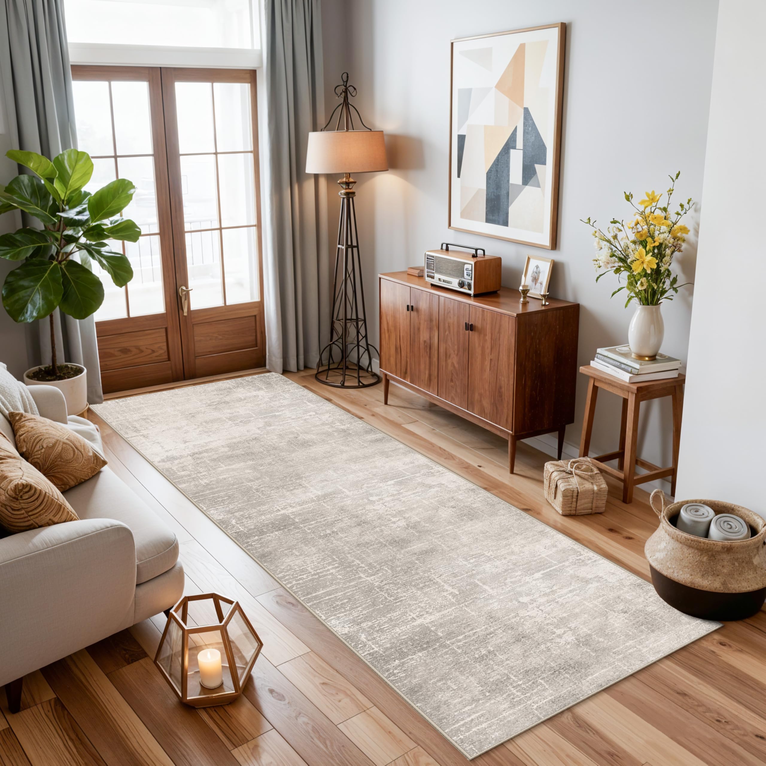 Hallway 2x8 Washable Runner Rug: Abstract Stain Resistant Entryway Kitchen Area Rugs Farmhouse Soft Bathroom Bedroom Print Floor