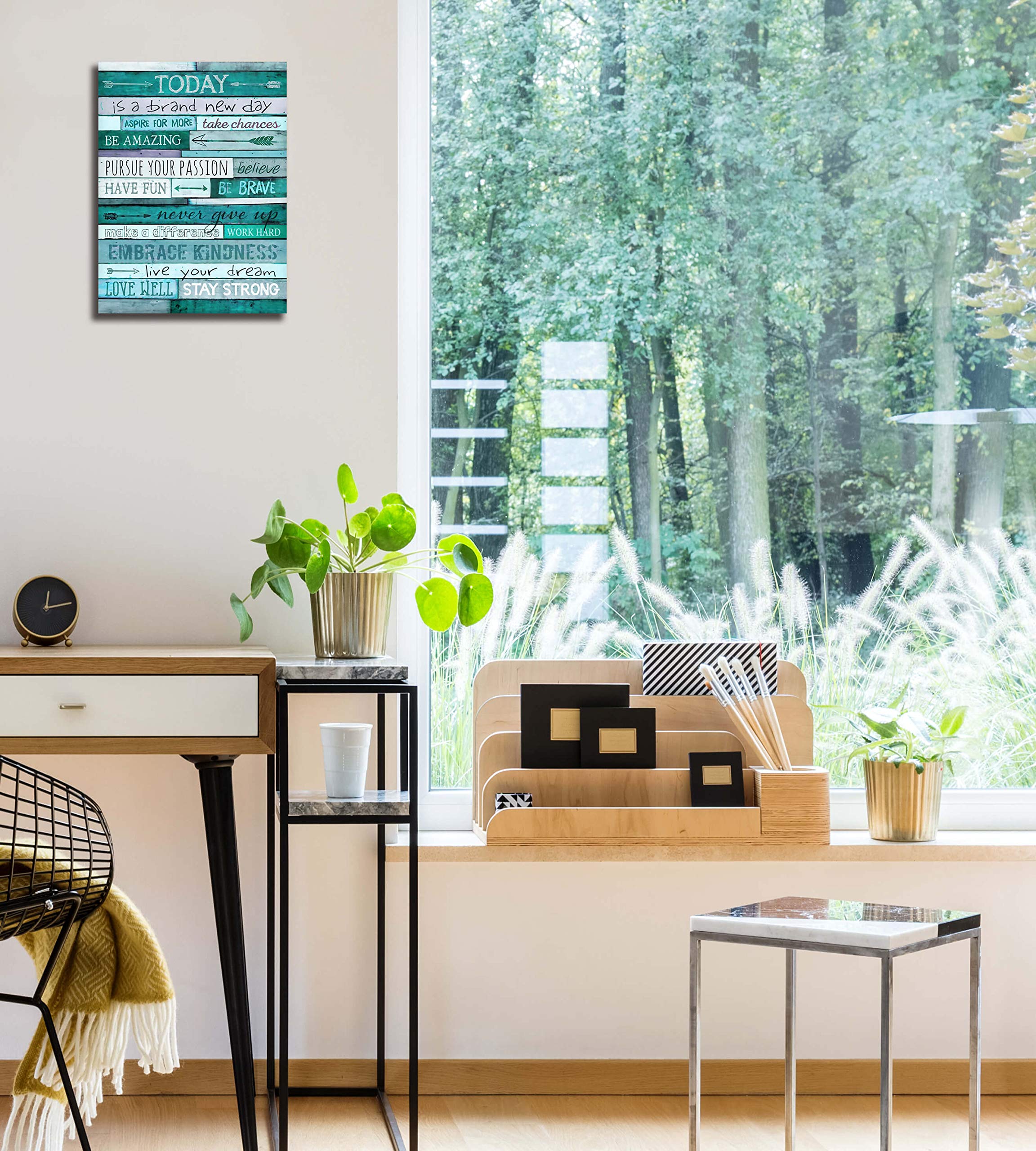 Aburaeart Inspirational Wall-Art - Quotes Office Teal Decor For Bedroom - Word Artwork For Home Walls Size 12X16