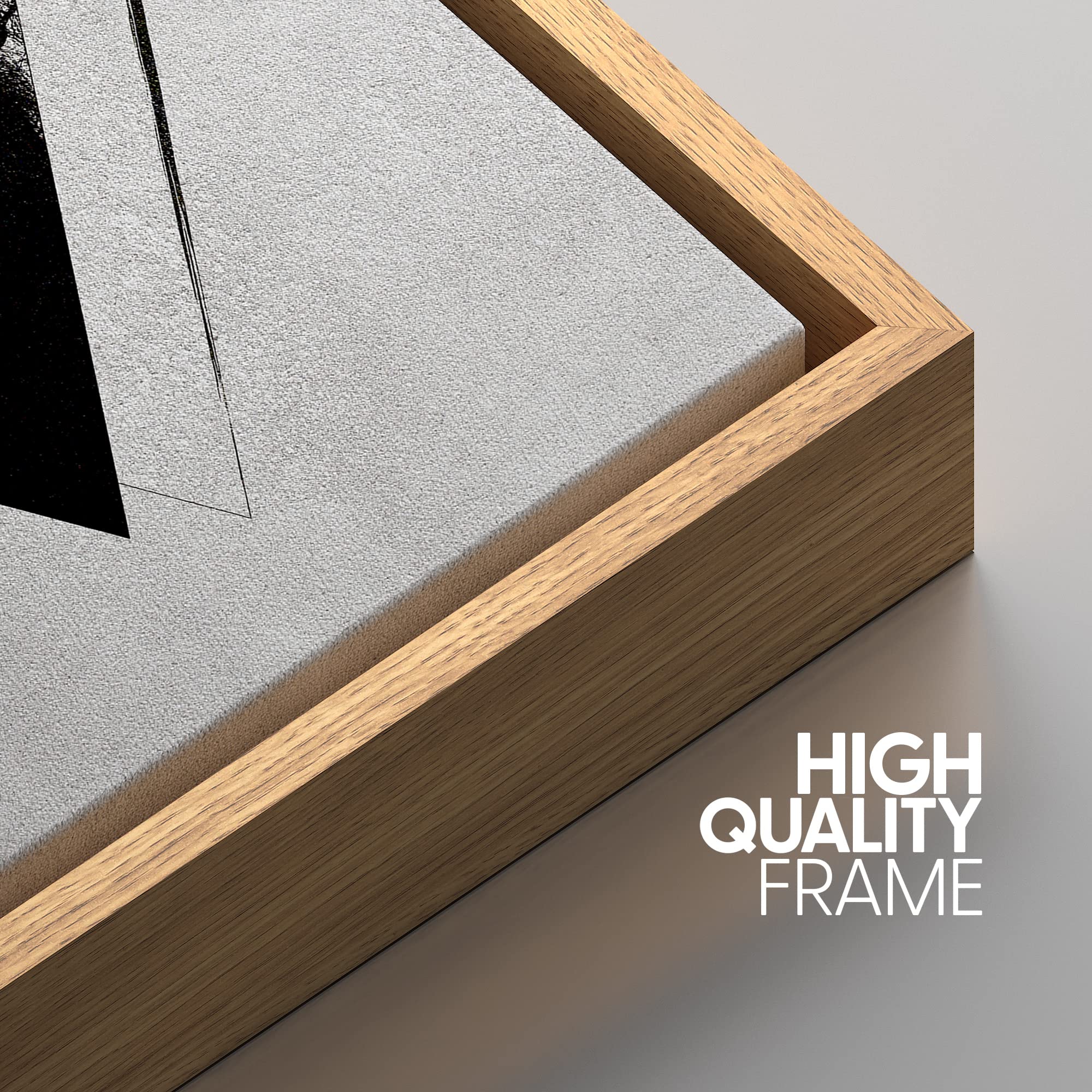 NWT Framed Canvas Print Wall Art Sketch Style Triangle Tree & Bird Silhouette Nature Wilderness Realism Minimalist Black and White for Living Room  Bedroom  Office - 24''x36'' Natural