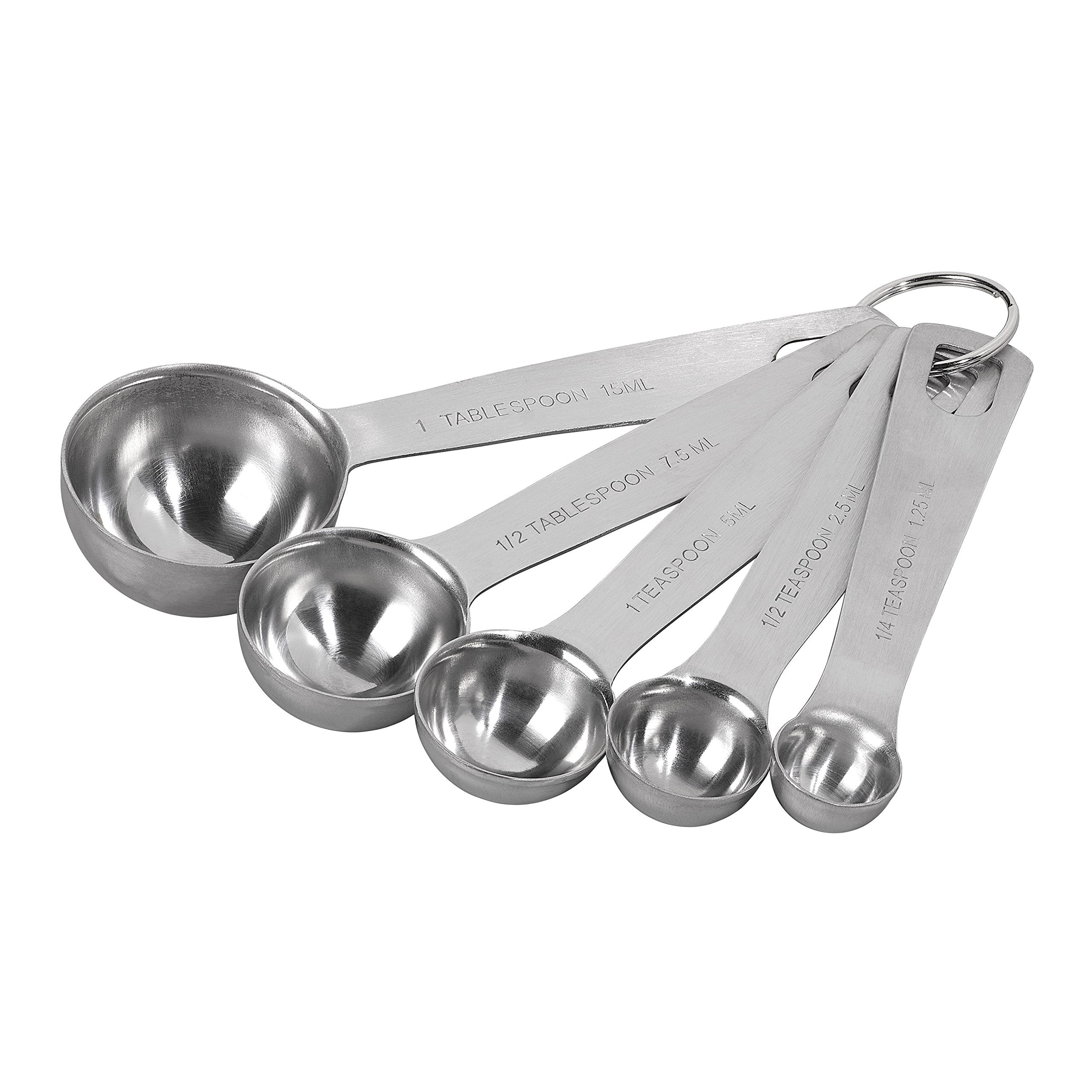 Tala Stainless Steel Measuring Spoons, 5 Piece Set for Measuring Dry and Liquids