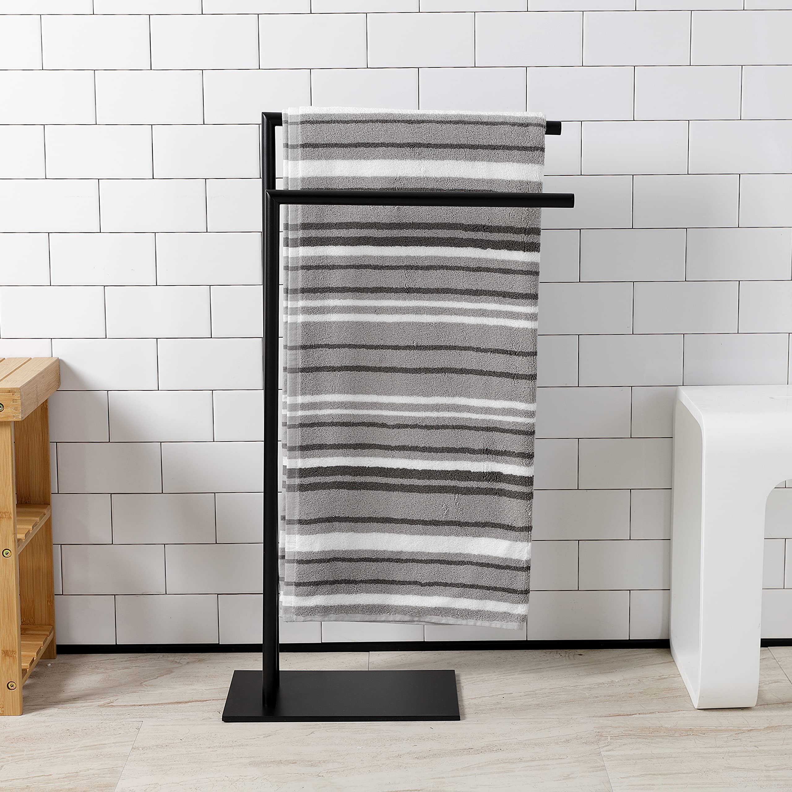 Kingston Brass Scc8320 Edenscape Freestanding Dual -Towel Rack, Matte Black