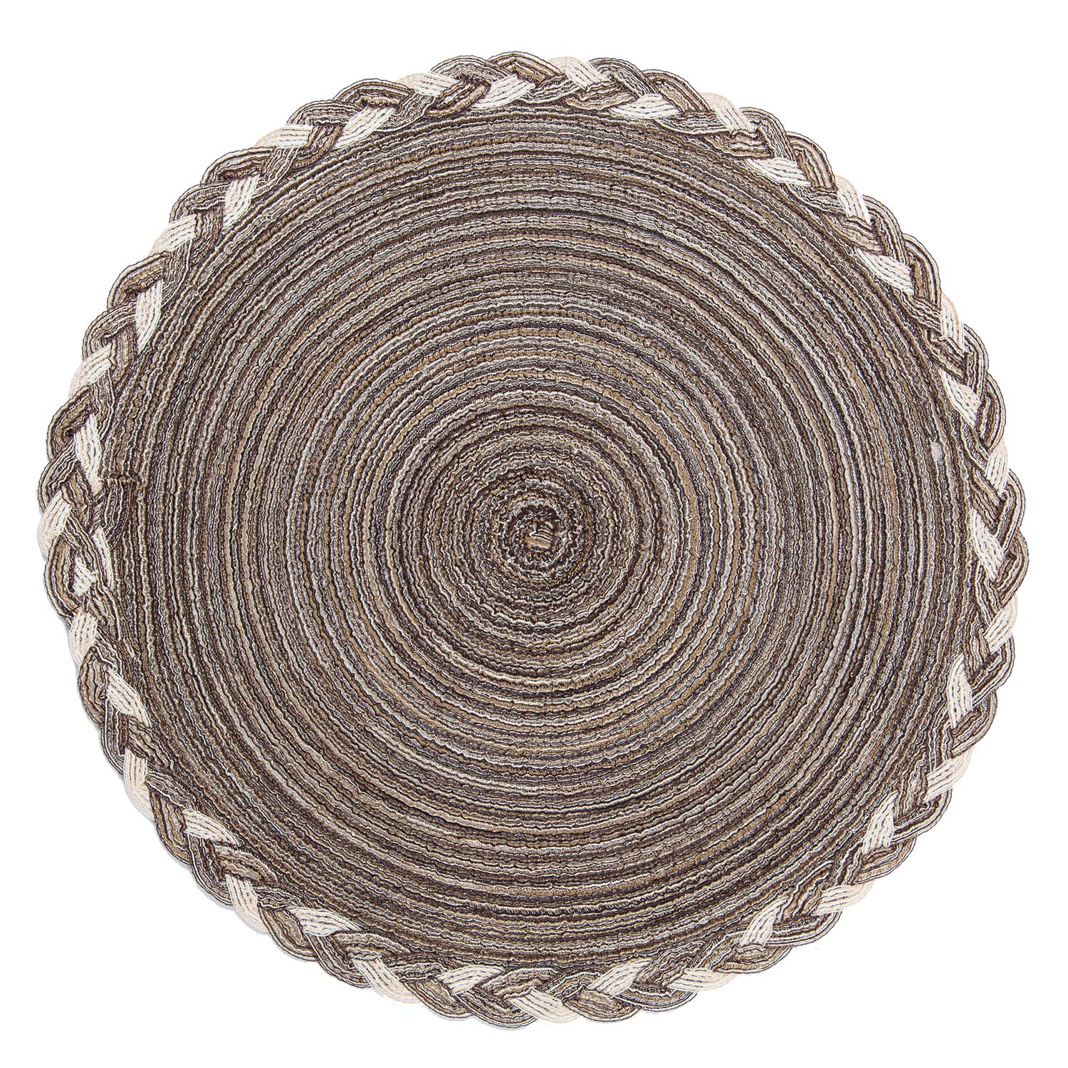 Shacos Round Placemats Set Of 4 Braided Glitter Round Table Placemats 15 Inch For Wedding Holiday Party (Multicolor-Light Coffee