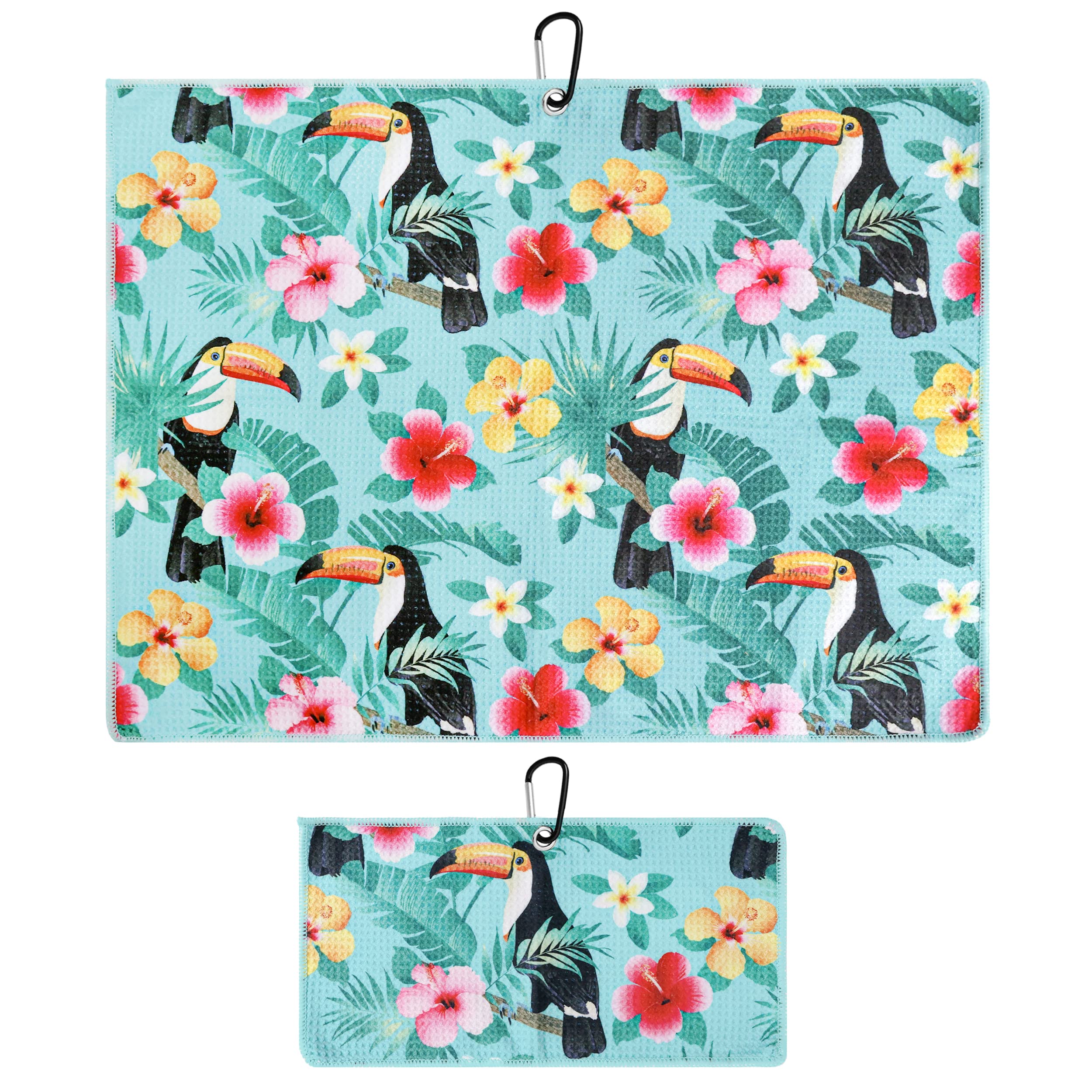 Playing It Forward Toucan Bahamas Golf Towel With Clip For Women And Men, Microfiber Waffle And Ball Towels, Set Of 2