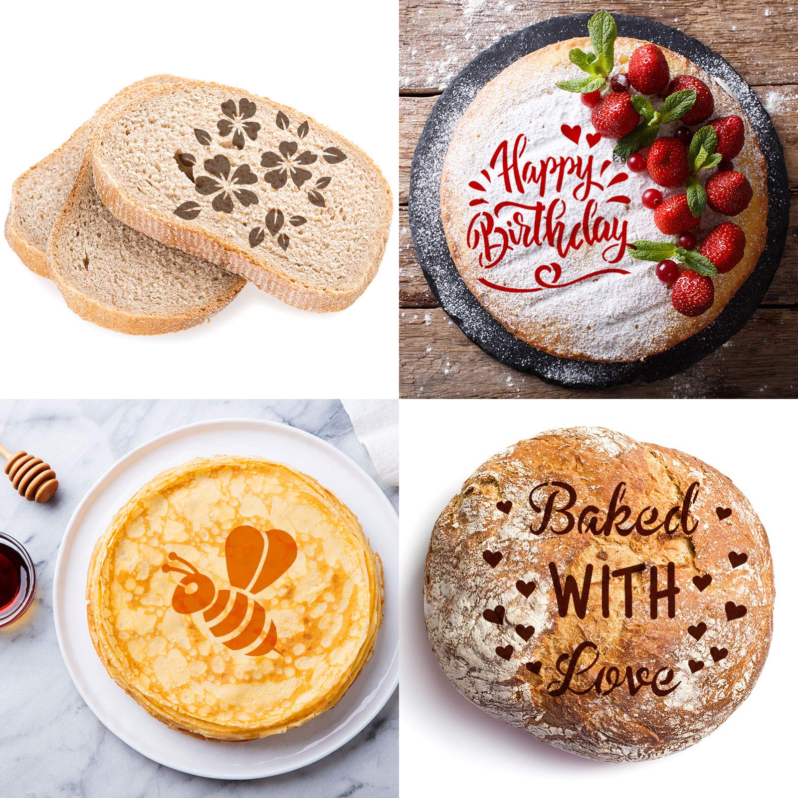 Patelai 12 Pcs Stencil For Bread Artisan Bread Stencils Baking Stencil Set Cook Stencil Baking Template Bread, Cake, Pie, Or Coo