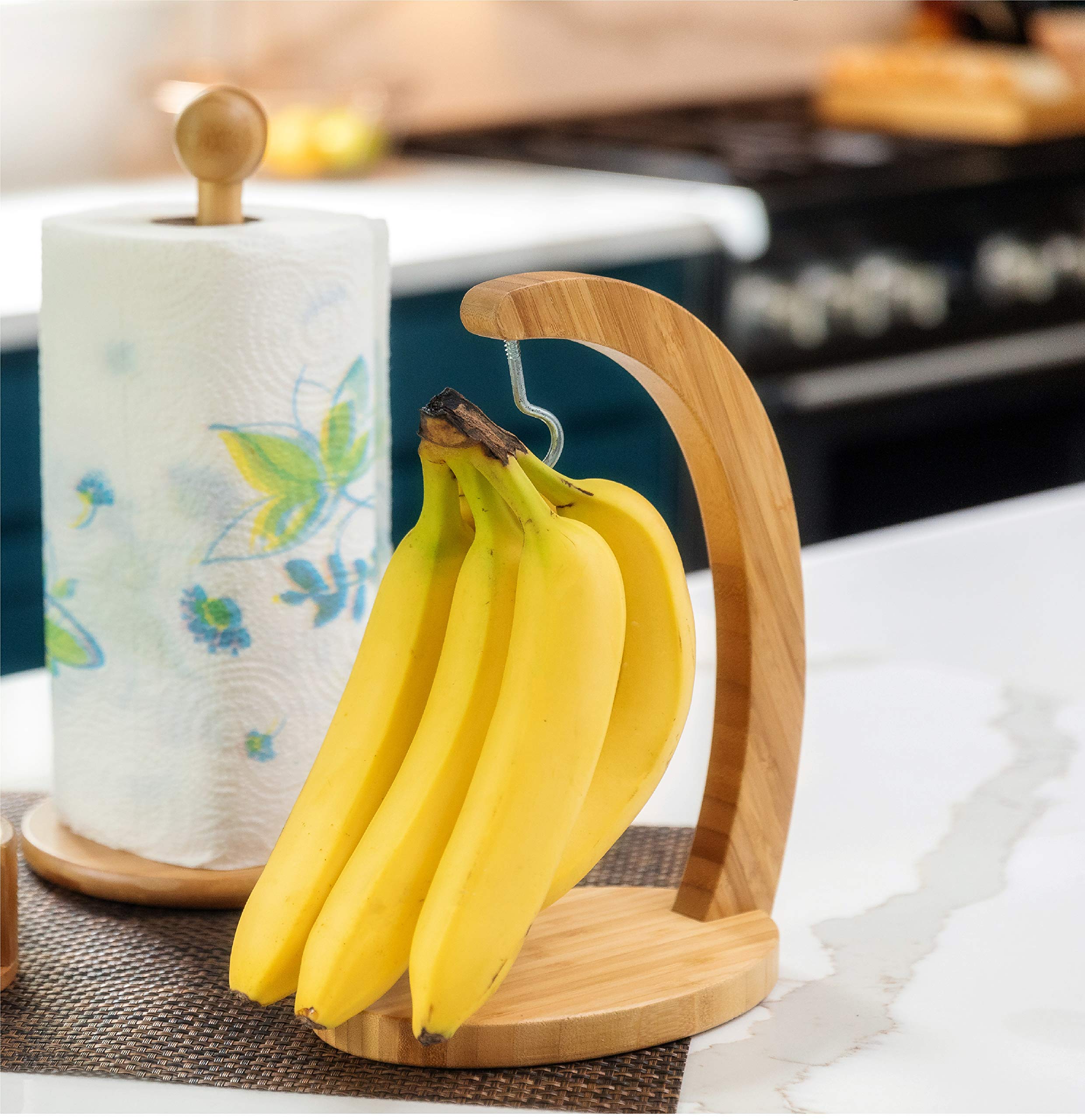 Bamboo Land- Bamboo Banana Holder Stand And Bamboo Paper Towel Holder Stand, Banana Holder, Banana Stand, Banana Holder Stand, B