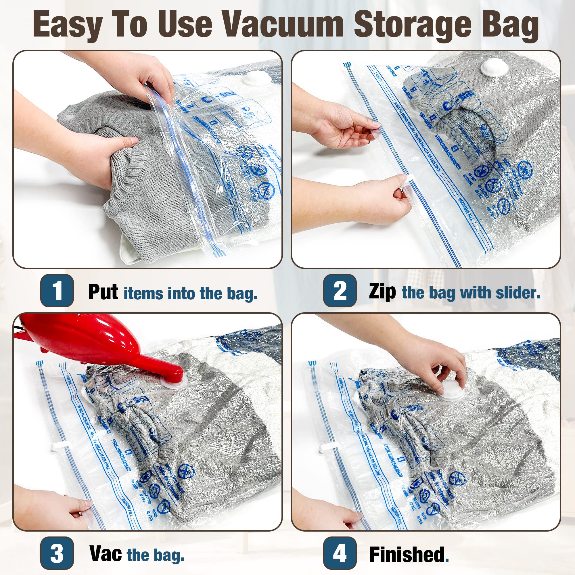 Vacuum Storage Bags  10 Jumbo Space Saver Vacuum Seal Bags  Space Bags  Vacuum Sealer Bags for Clothes  Comforters  Blankets  Bedding (10J)