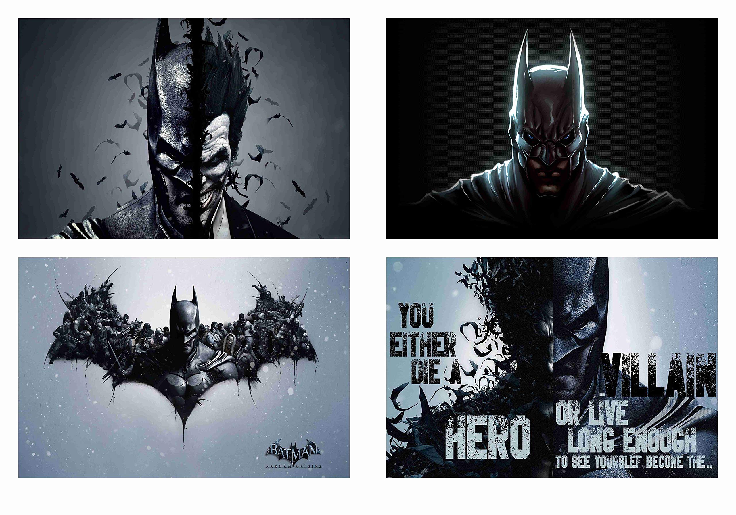 BALDAU PRINTS Batman Combo Poster Set of 4 Posters (Gloss Laminated, 12X18 Inch, 300 GSM) M2