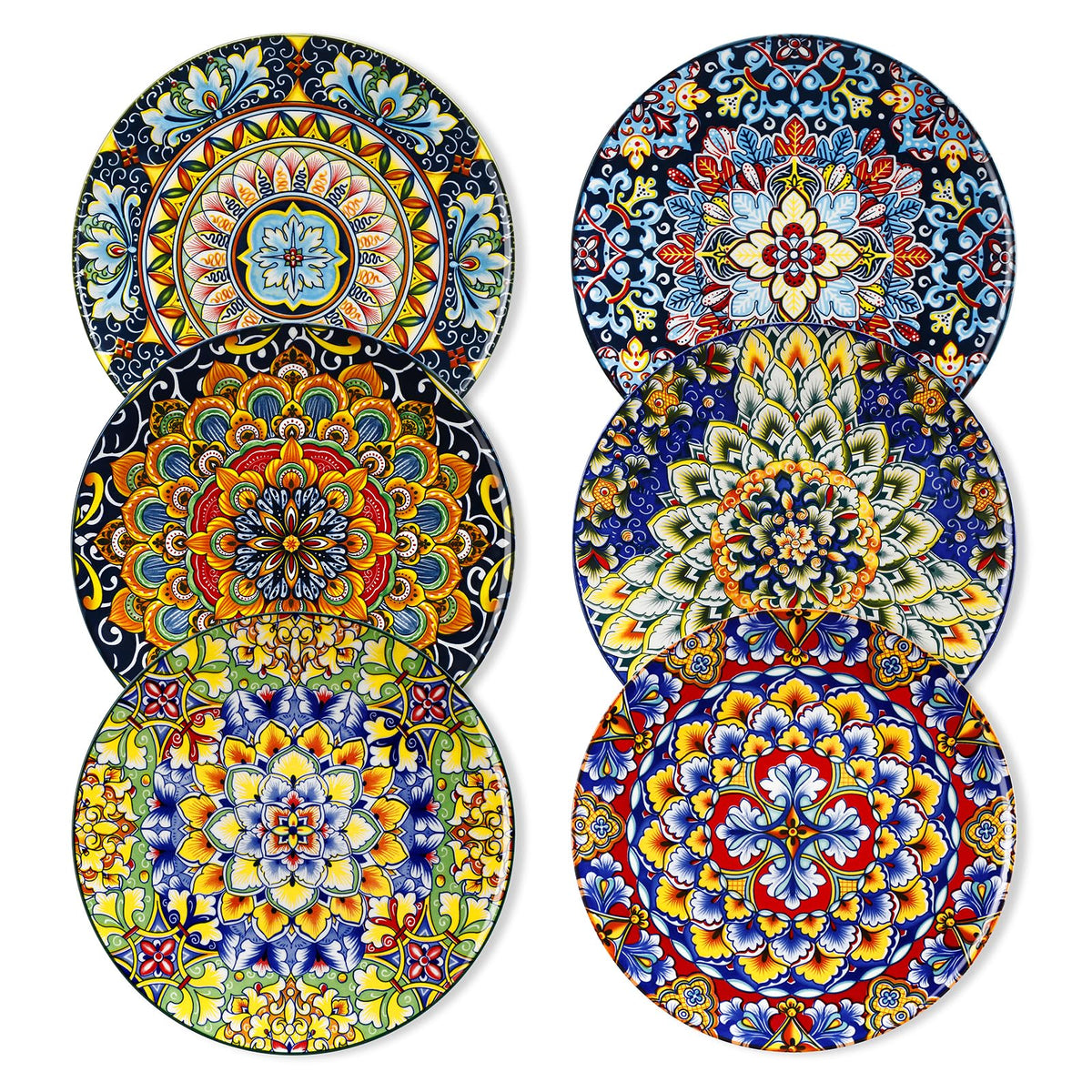 Vancasso Salad Plates Set Of 6-8.5 Inch Ceramic Dessert Plate, Small Dinner Plate Set, Microwave, Oven And Dishwasher Safe, Colo