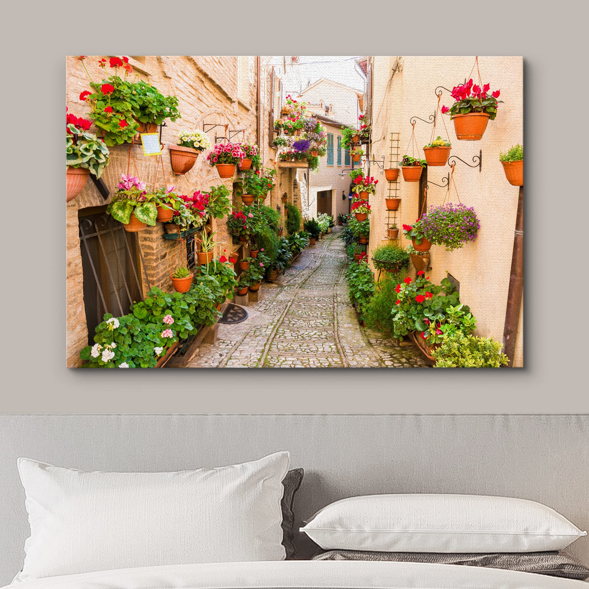Wall26 Canvas Print Wall Art Floral Botanical Garden Italian Alley Nature Wilderness Photography Realism Rustic Scenic Landscape