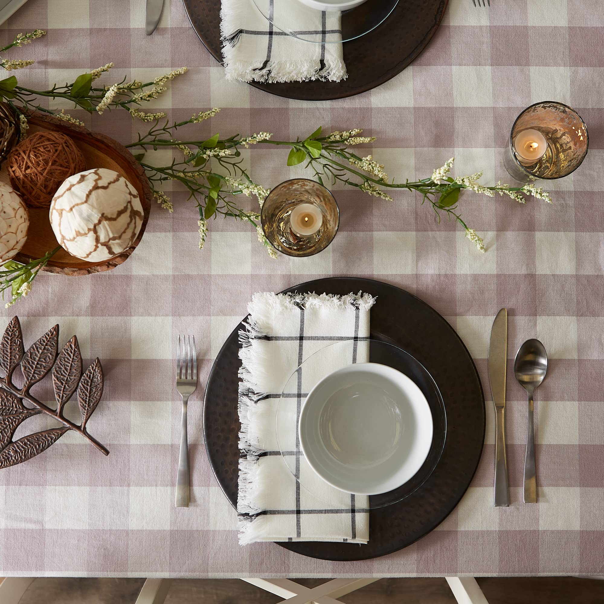 DII Dusty Lilac Buffalo Check Tablecloth
